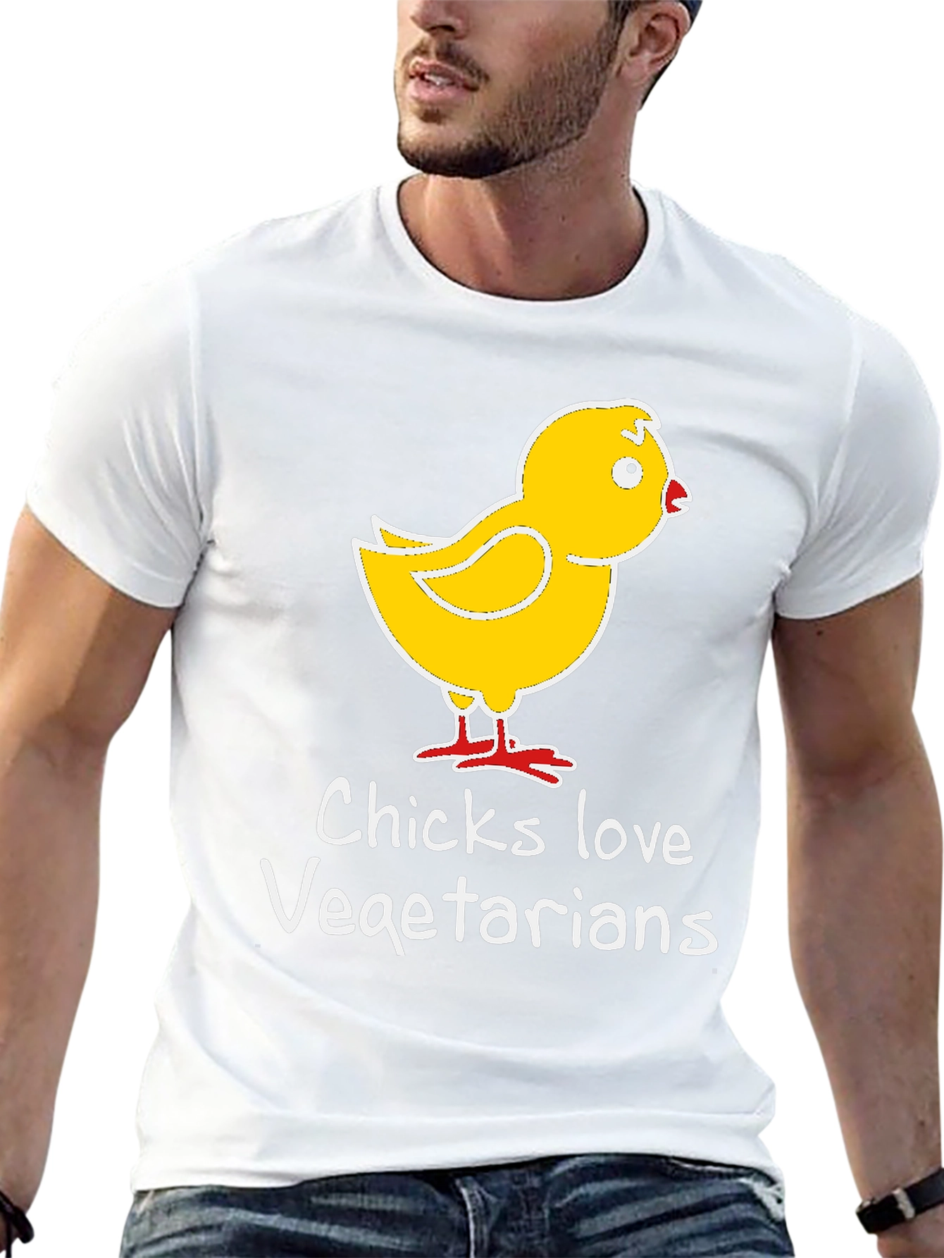 Chicks Love Vegetarian T-Shirt - Funny Graphic Tee