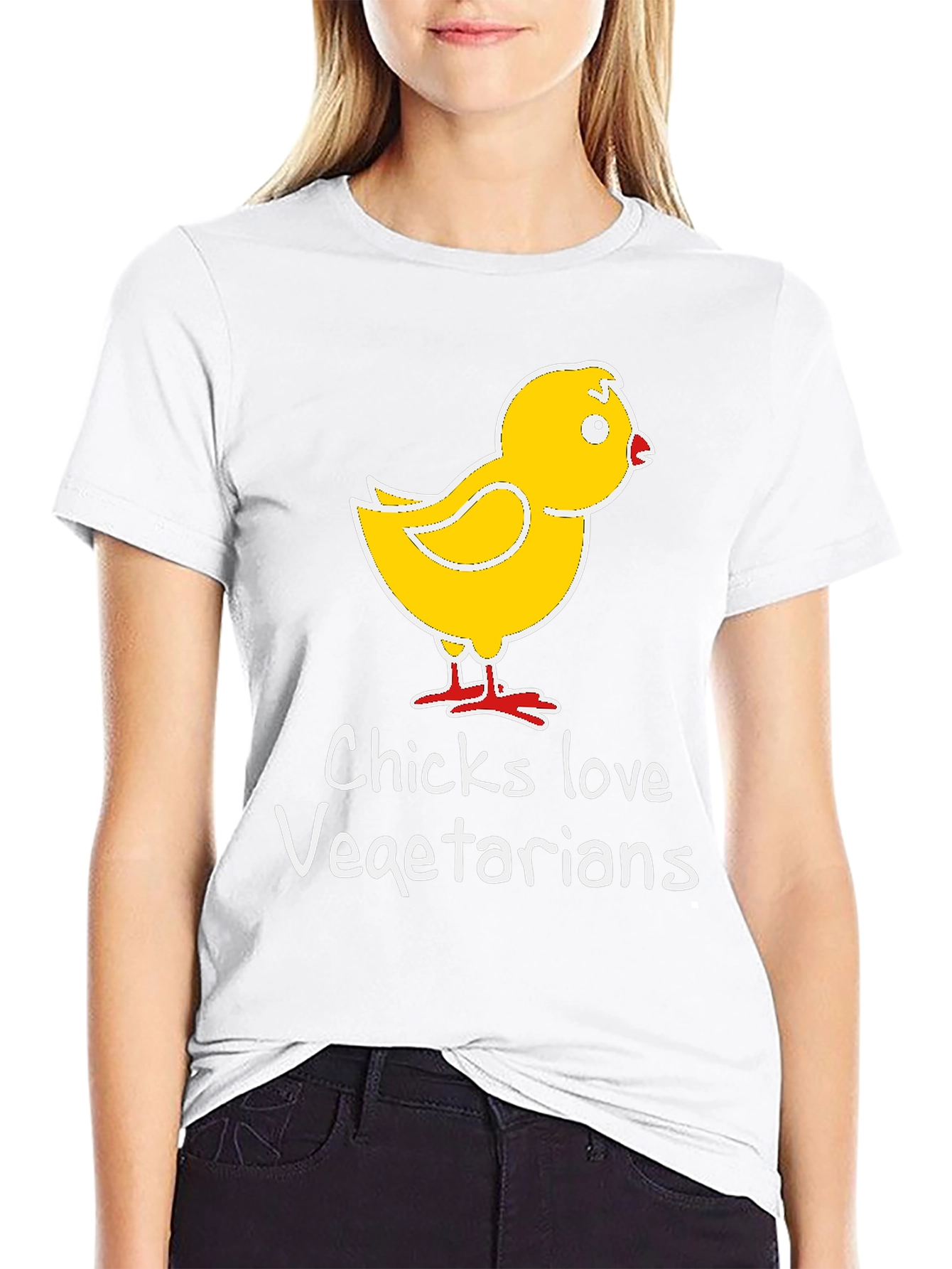 Chicks Love Vegetarian T-Shirt - Funny Graphic Tee