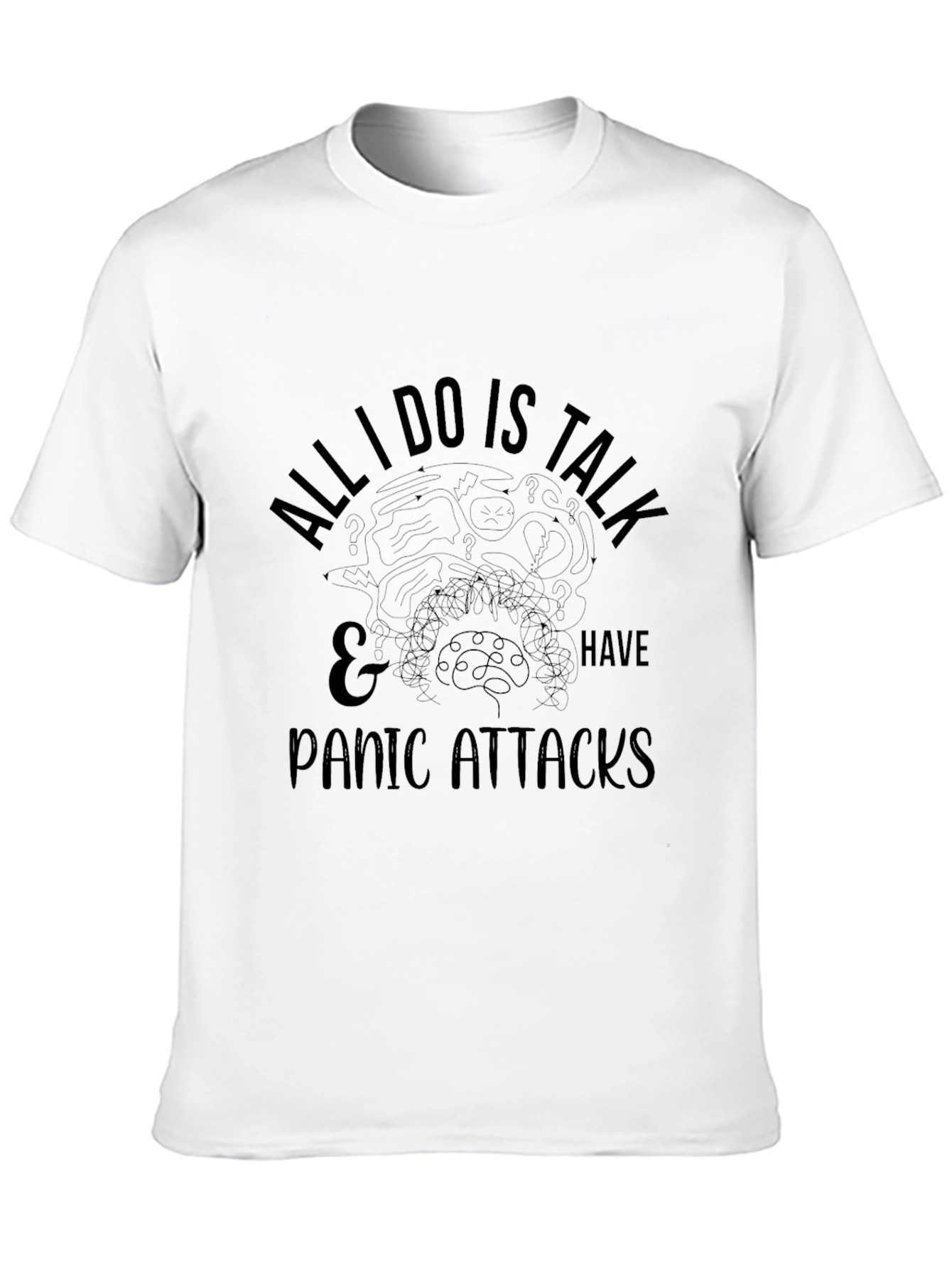 Humorous Panic Attack T-Shirt - Black Cotton Tee