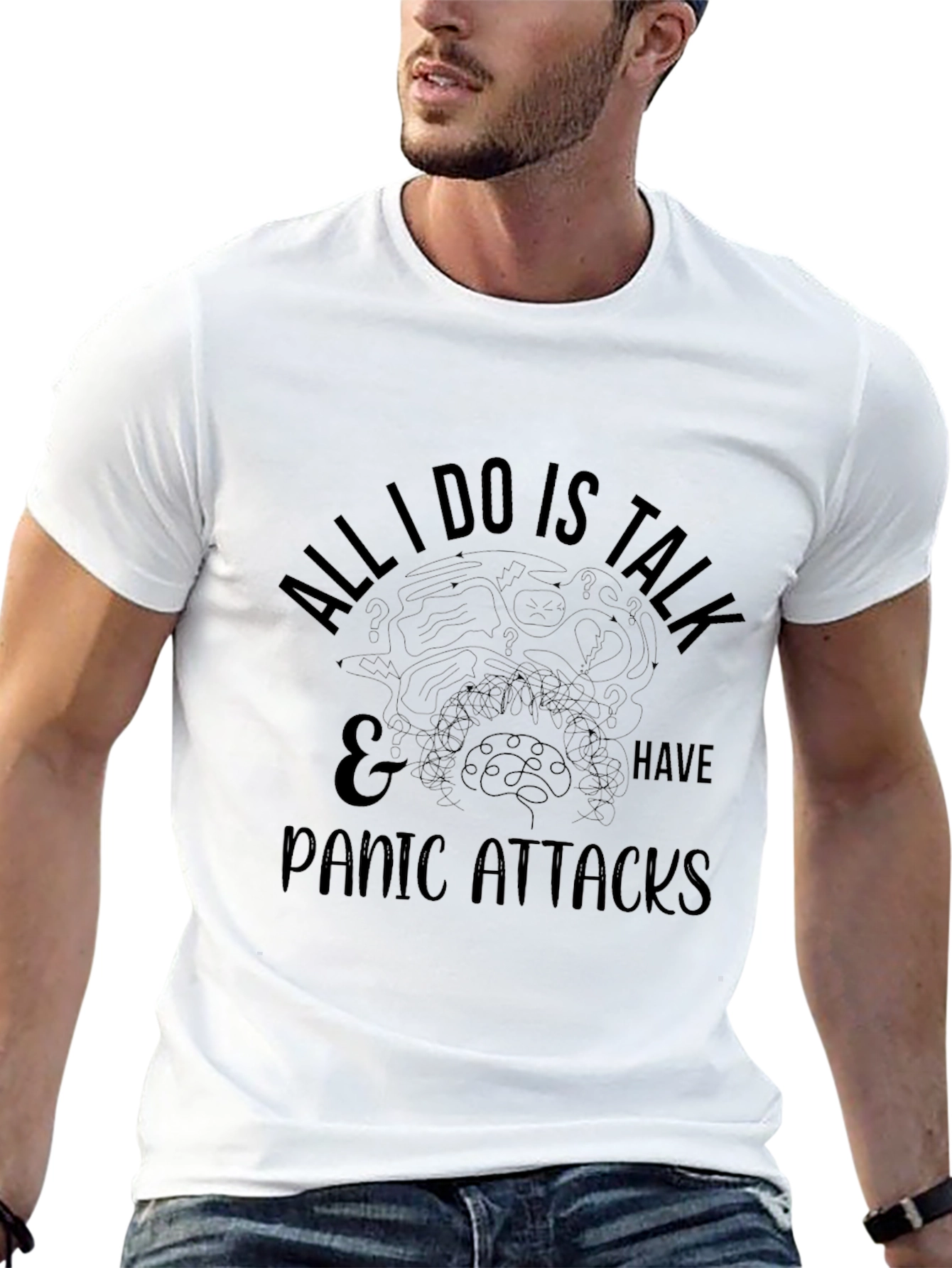 Humorous Panic Attack T-Shirt - Black Cotton Tee