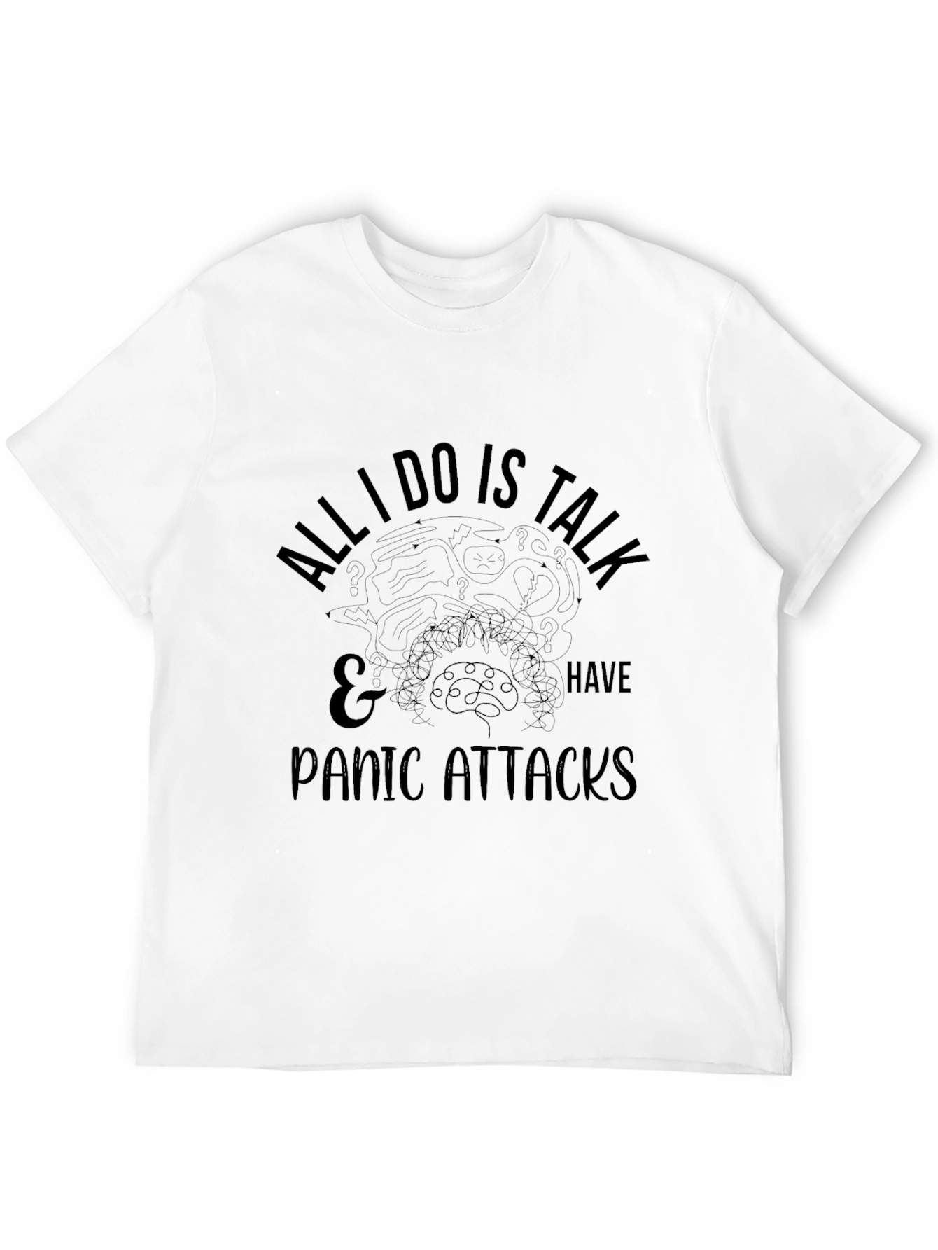 Humorous Panic Attack T-Shirt - Black Cotton Tee