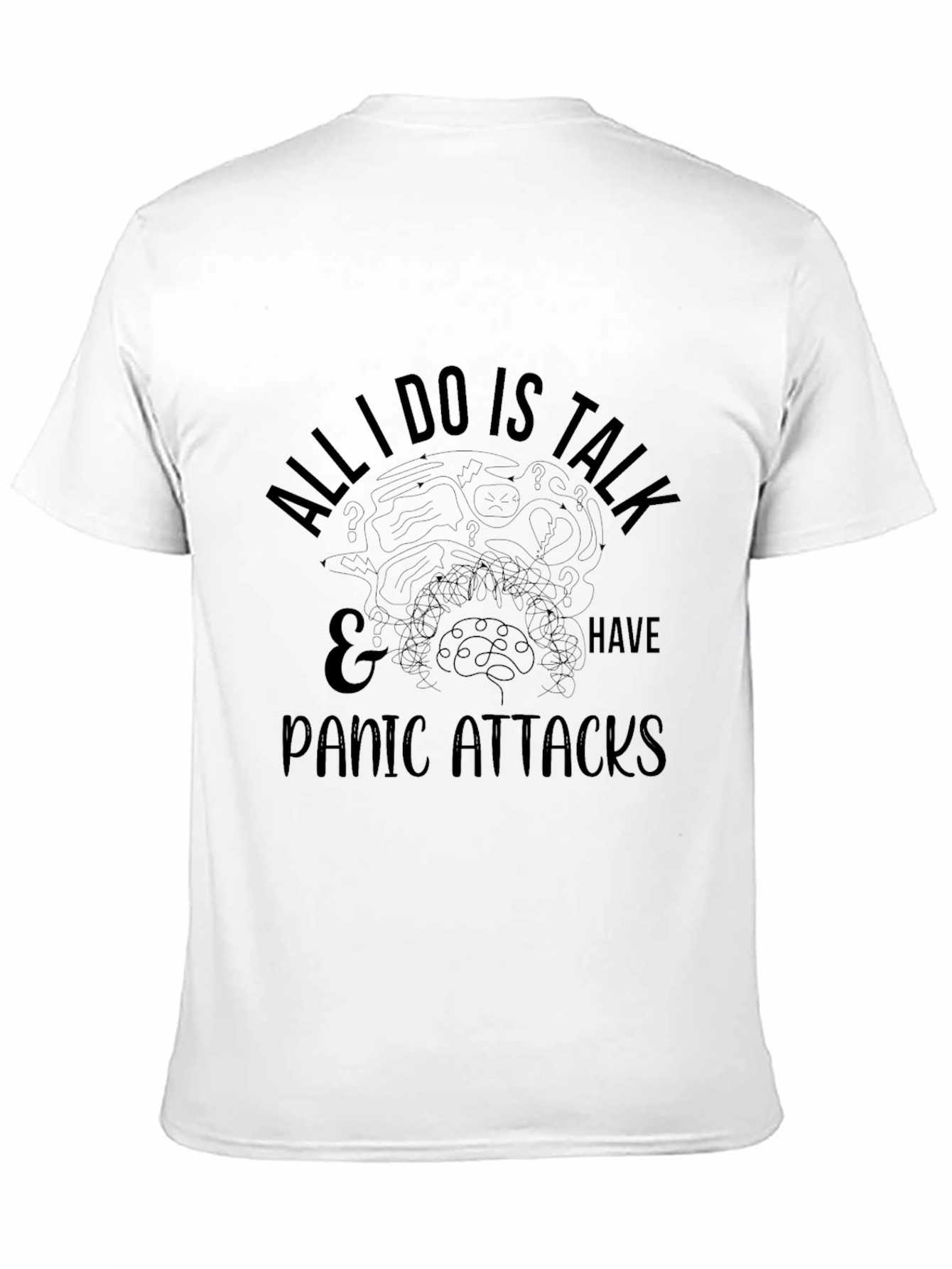 Humorous Panic Attack T-Shirt - Black Cotton Tee