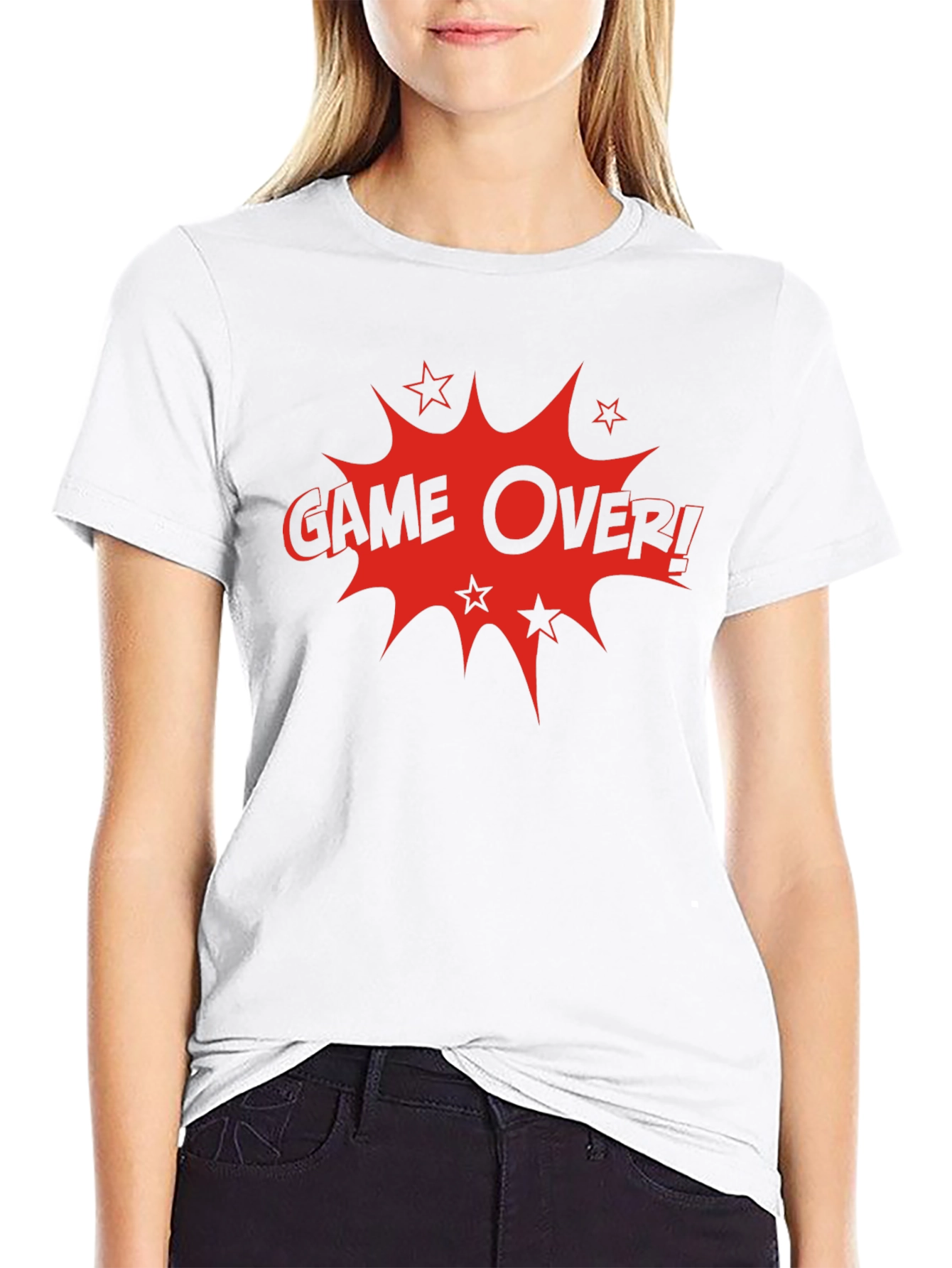 Game Over Graphic Print Crew Neck T-Shirt
