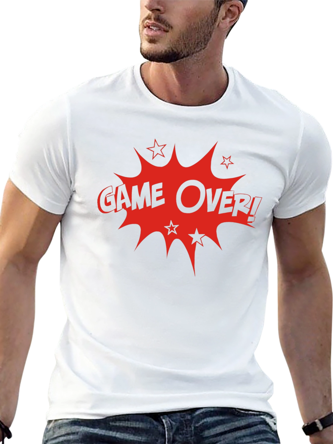 Game Over Graphic Print Crew Neck T-Shirt