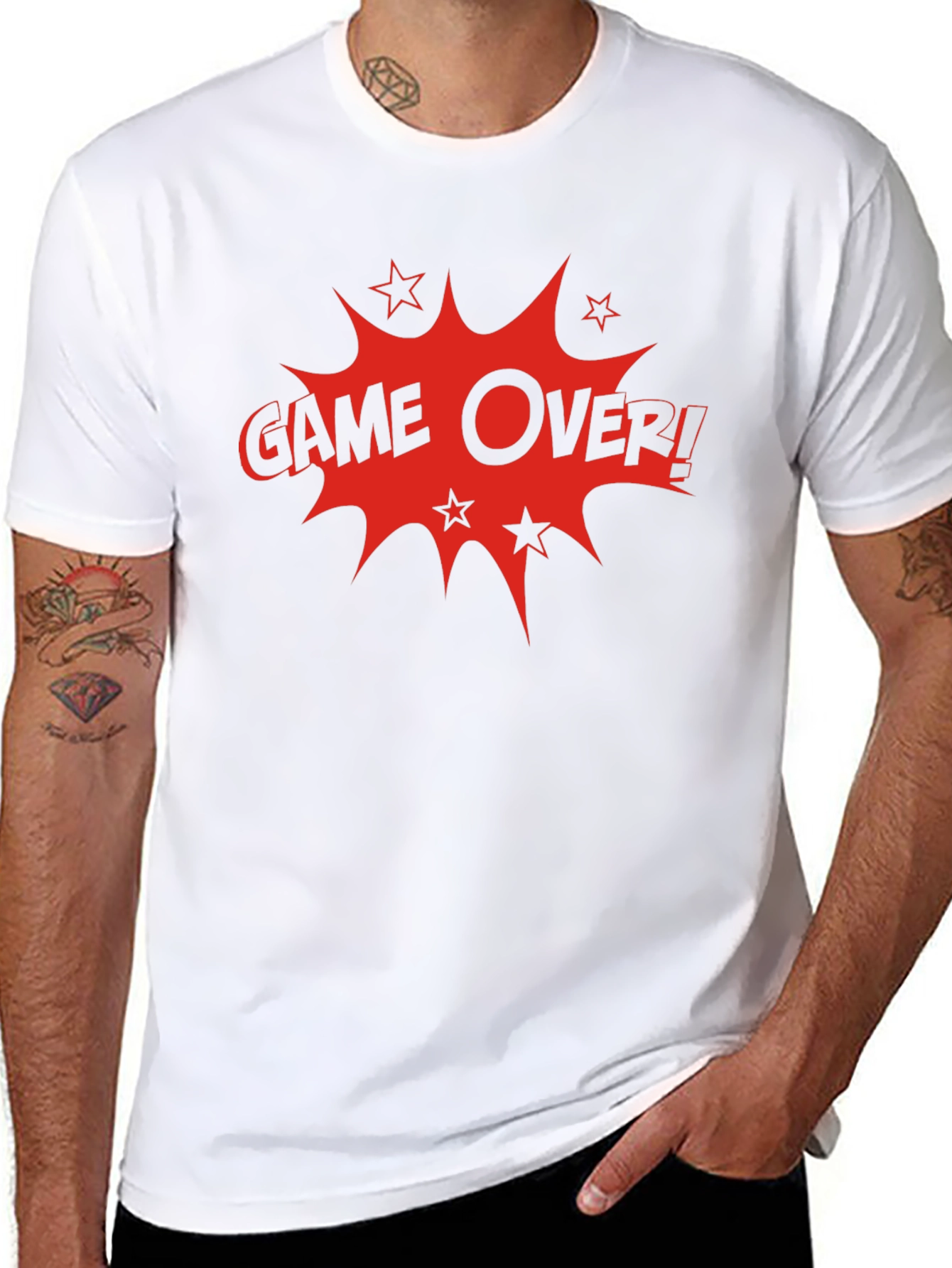 Game Over Graphic Print Crew Neck T-Shirt