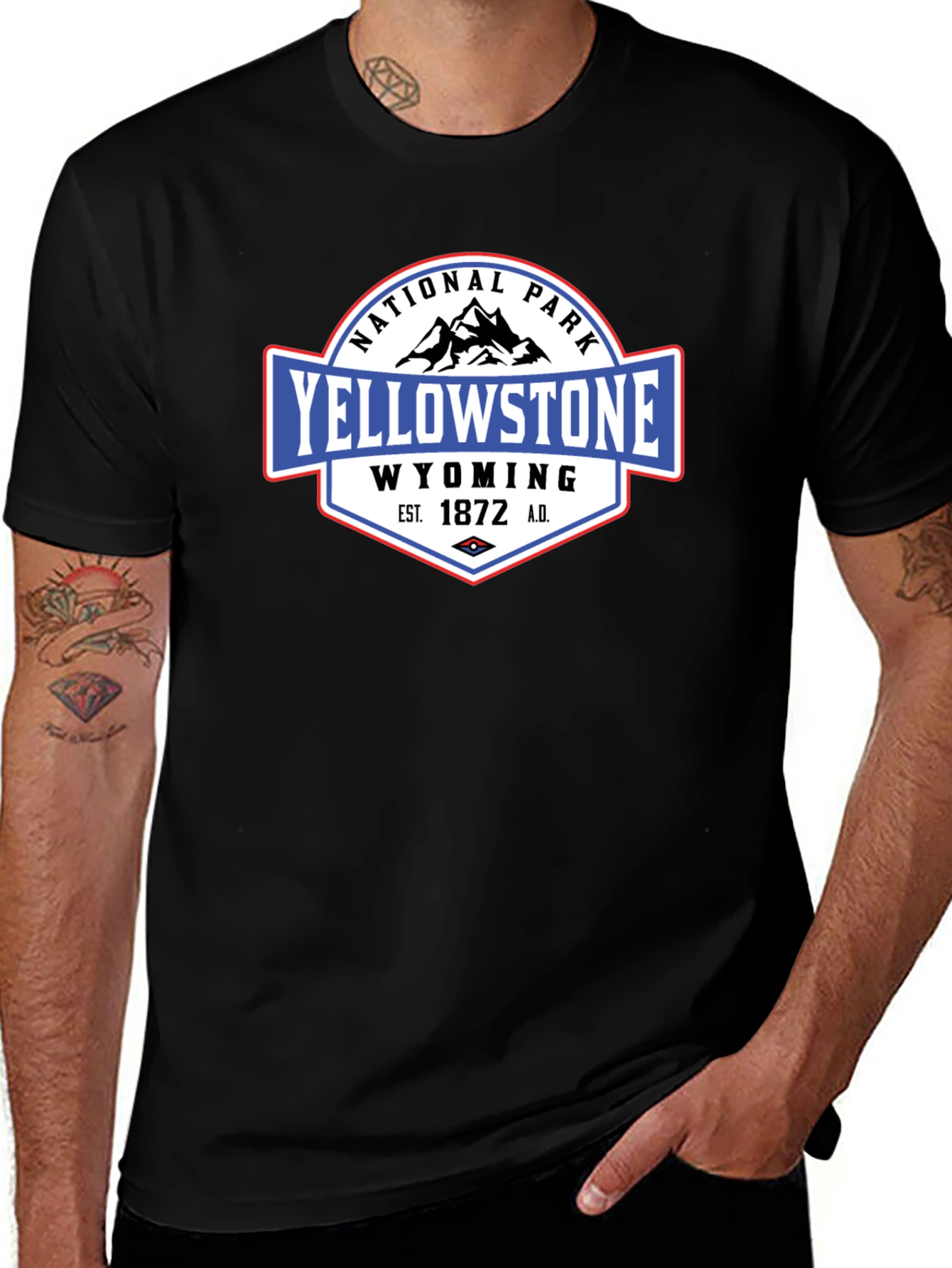 Yellowstone National Park Black Graphic T-Shirt