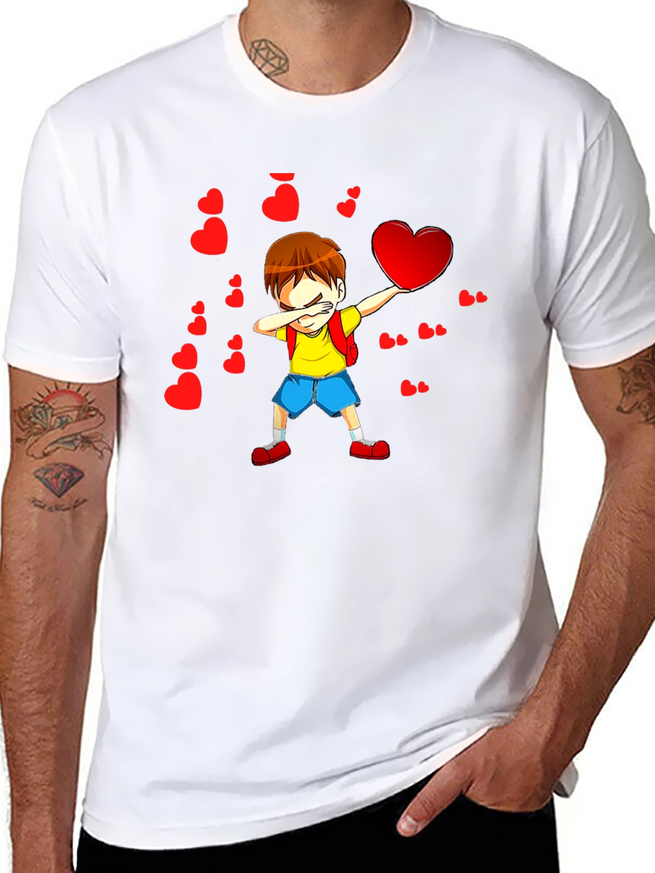 Boy Dabbing with Hearts Graphic Tee - Valentines Day