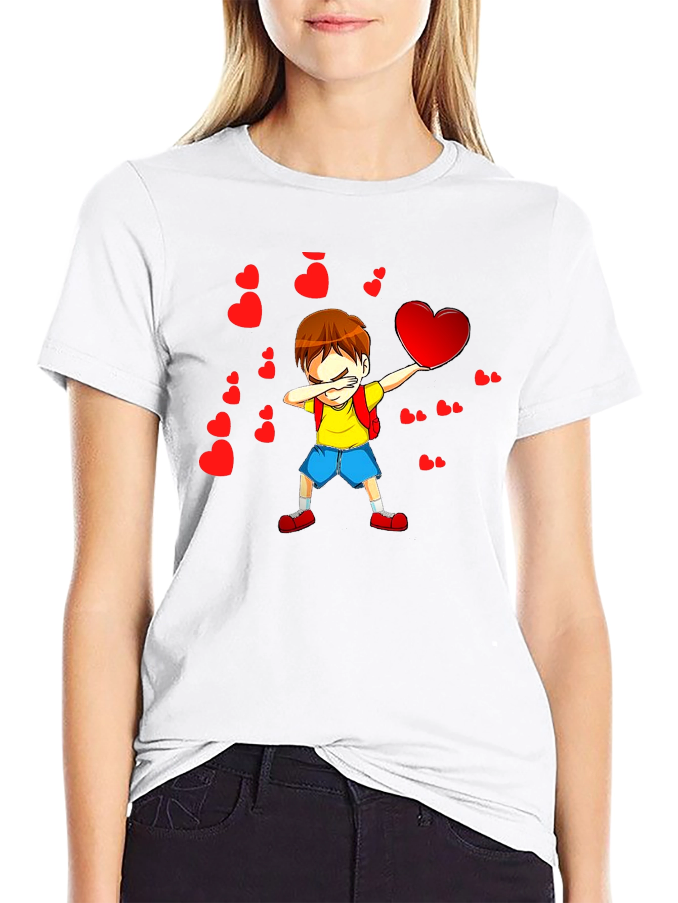 Boy Dabbing with Hearts Graphic Tee - Valentines Day