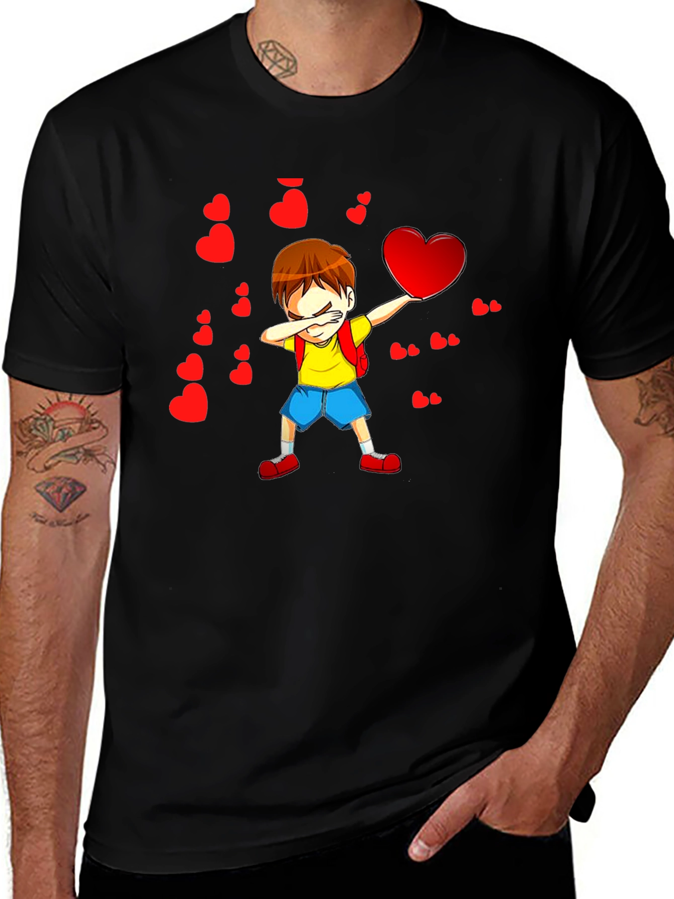 Boy Dabbing with Hearts Graphic Tee - Valentines Day