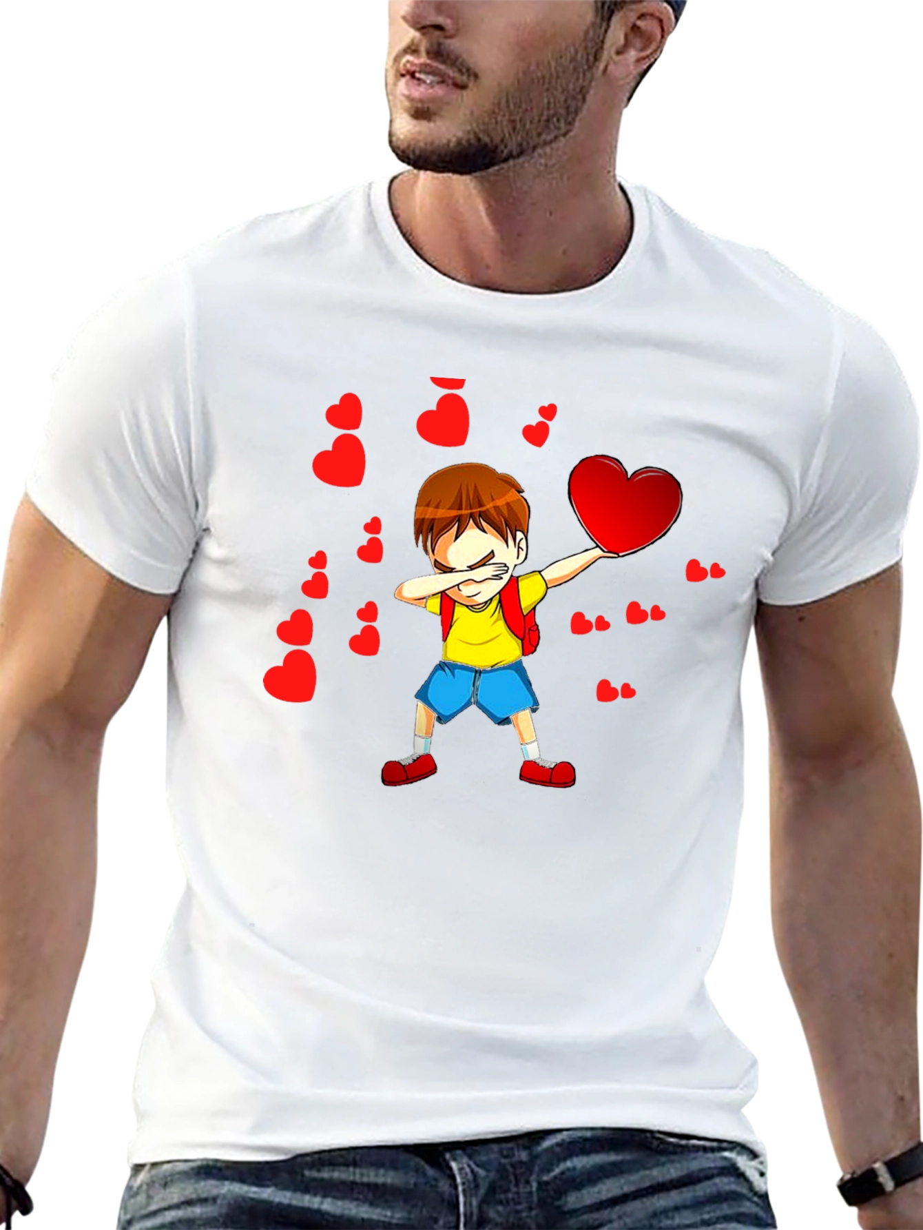 Boy Dabbing with Hearts Graphic Tee - Valentines Day