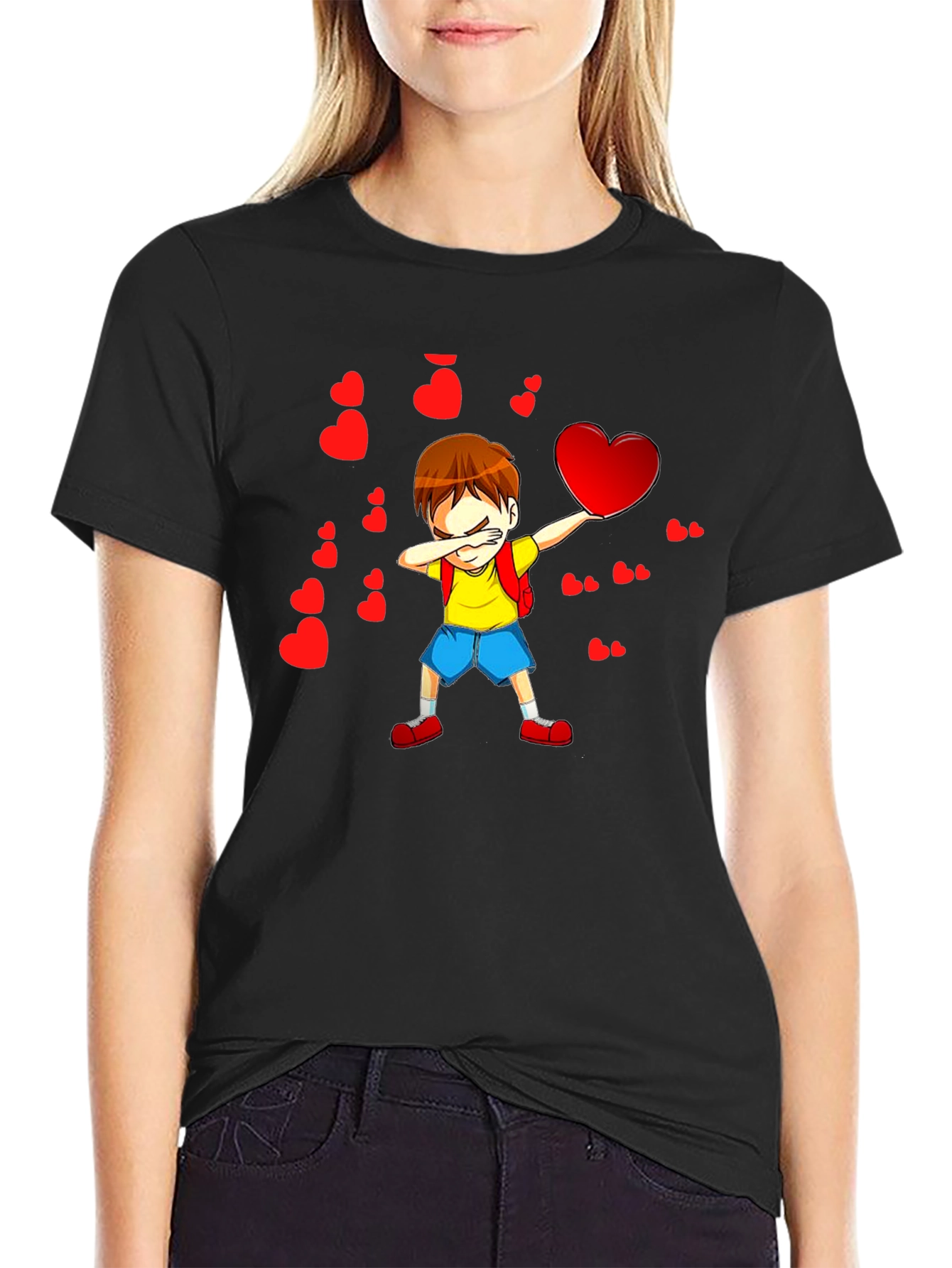 Boy Dabbing with Hearts Graphic Tee - Valentines Day