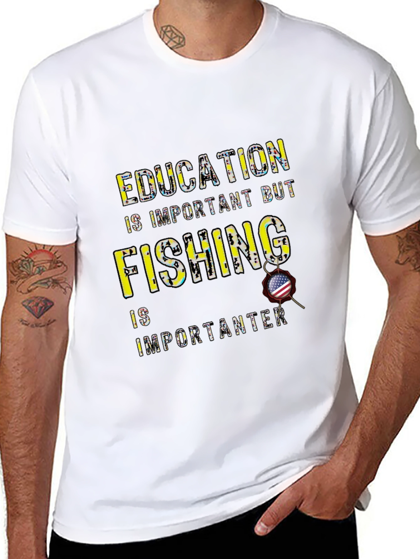 Funny Fishing T-Shirt - Education vs. Fishing