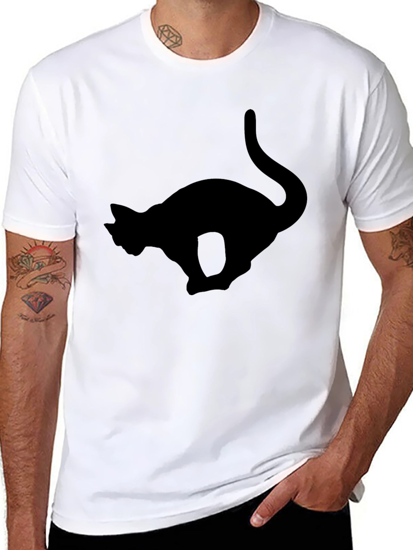 Black Cat Silhouette T-Shirt - Unique Design