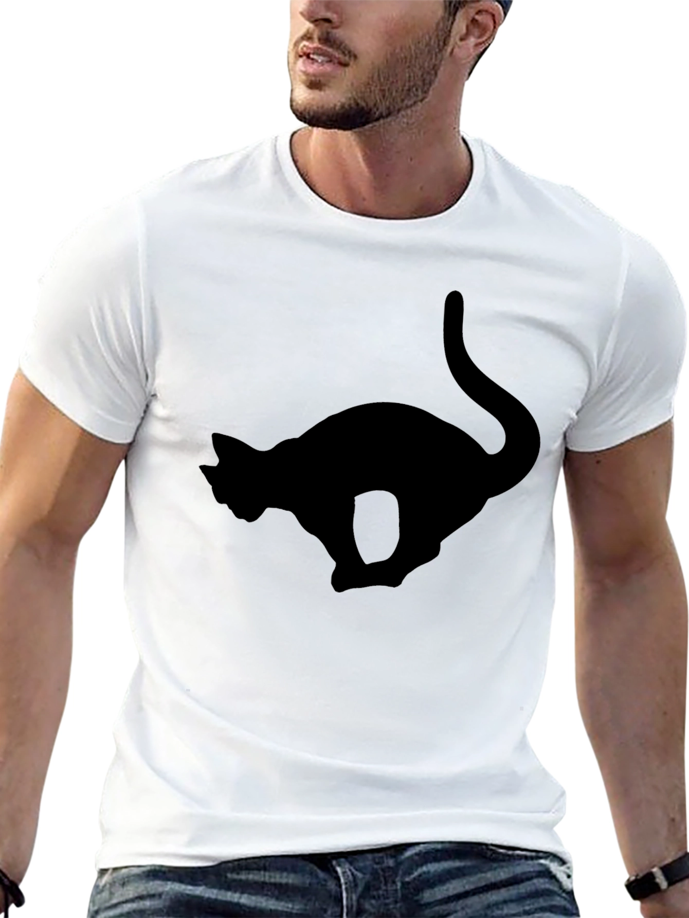 Black Cat Silhouette T-Shirt - Unique Design