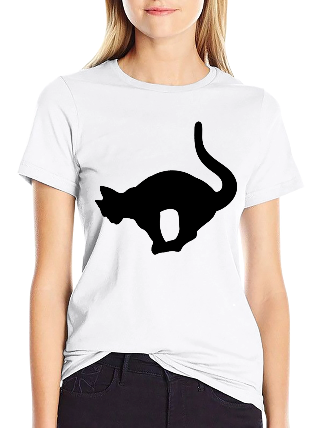 Black Cat Silhouette T-Shirt - Unique Design