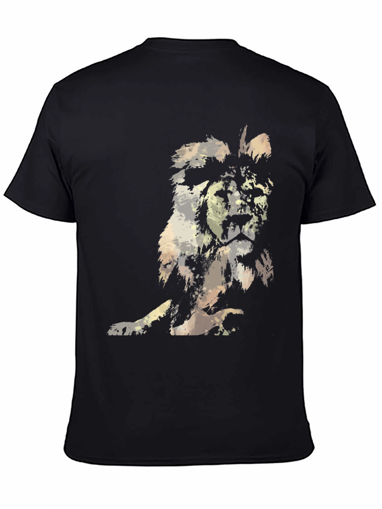 Abstract Lion Graphic Mens Black T-Shirt