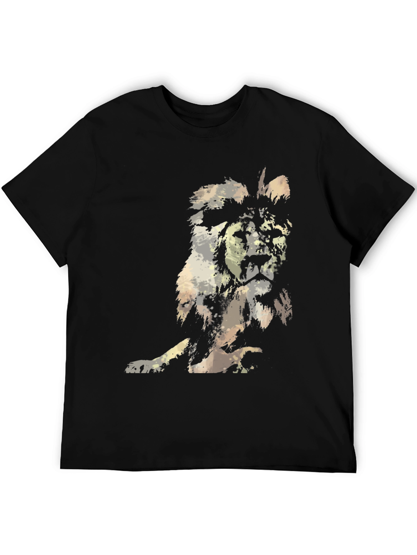 Abstract Lion Graphic Mens Black T-Shirt