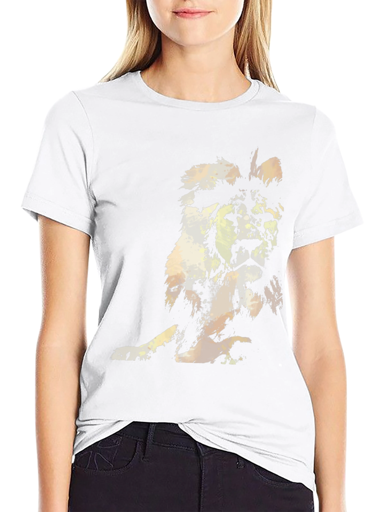 Abstract Lion Graphic Mens Black T-Shirt