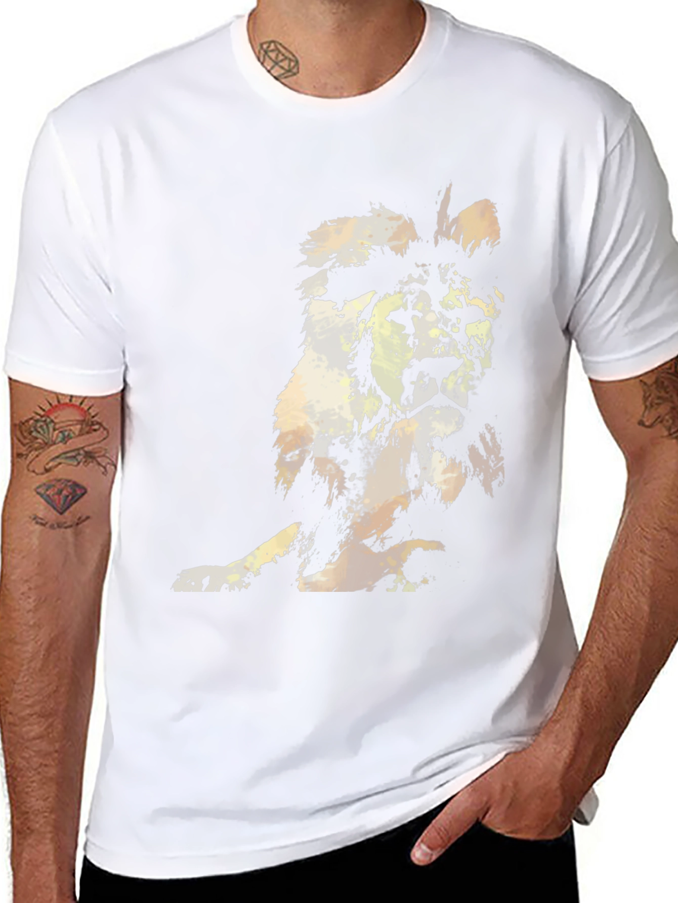 Abstract Lion Graphic Mens Black T-Shirt