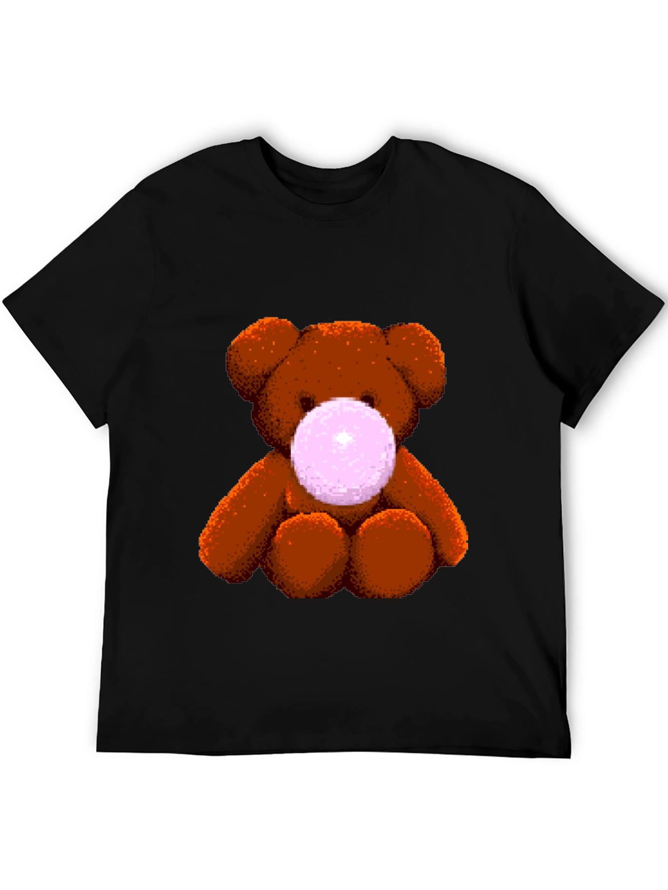 Teddy Bear Bubble Gum Graphic T-Shirt - Black