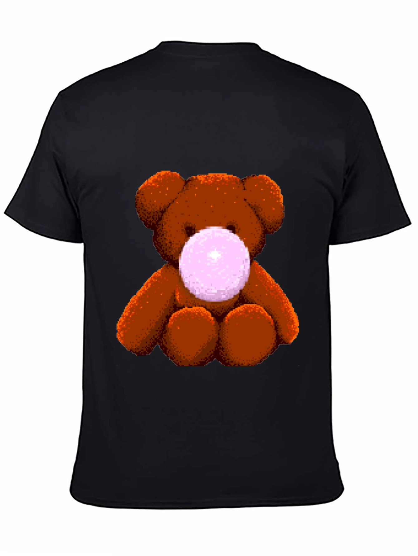Teddy Bear Bubble Gum Graphic T-Shirt - Black