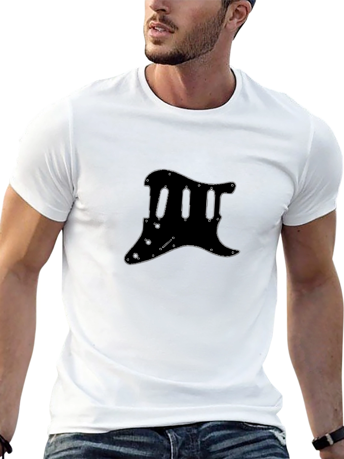 Guitar Pickguard Outline Graphic T-Shirt