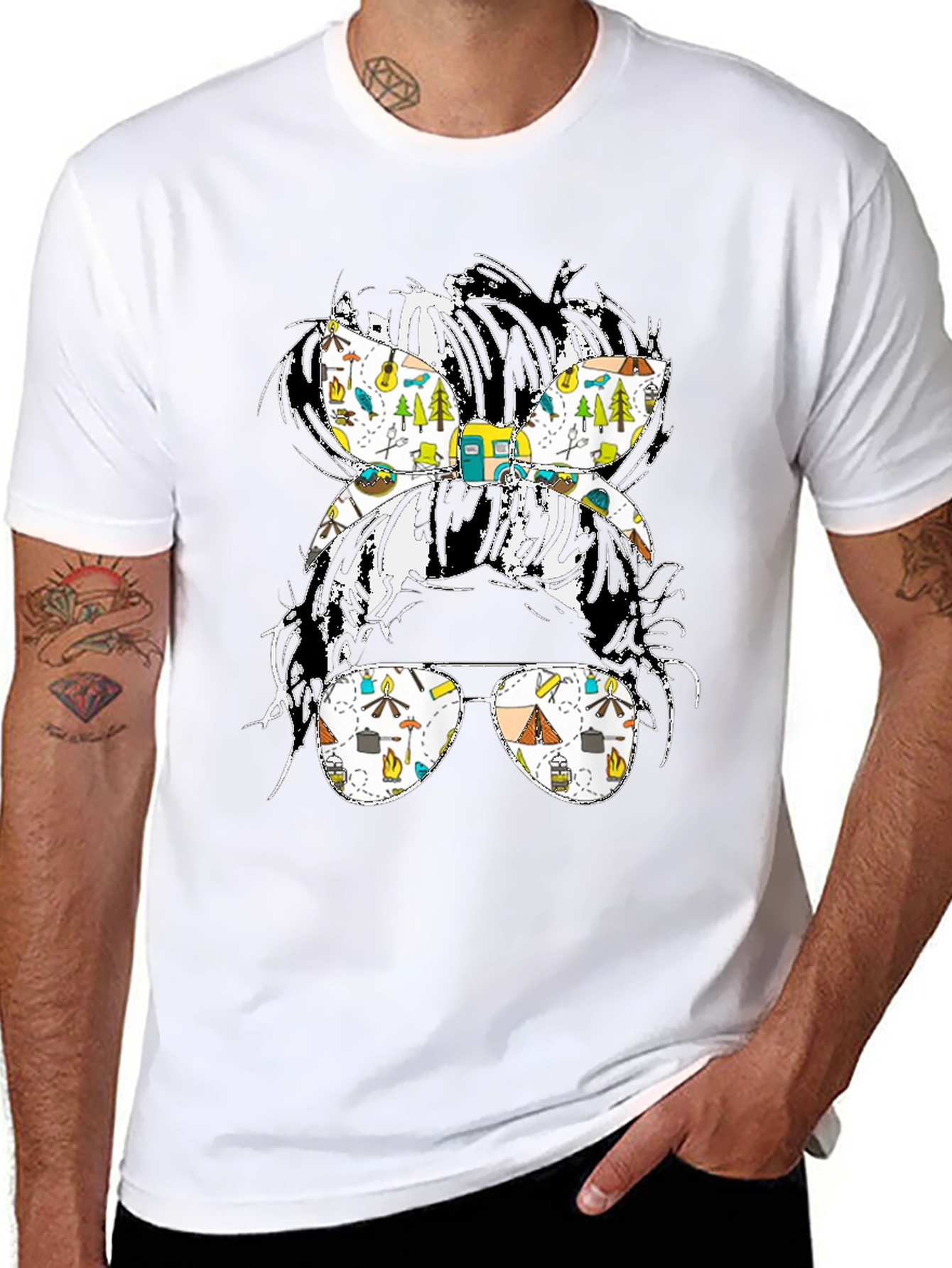 Camping Messy Bun T-Shirt