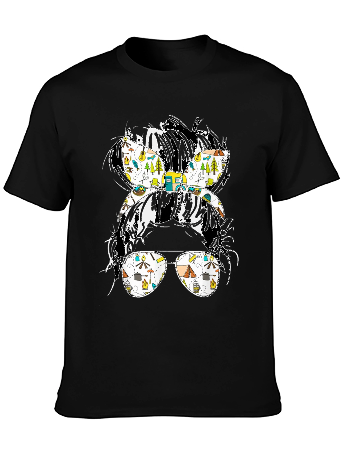 Camping Messy Bun T-Shirt