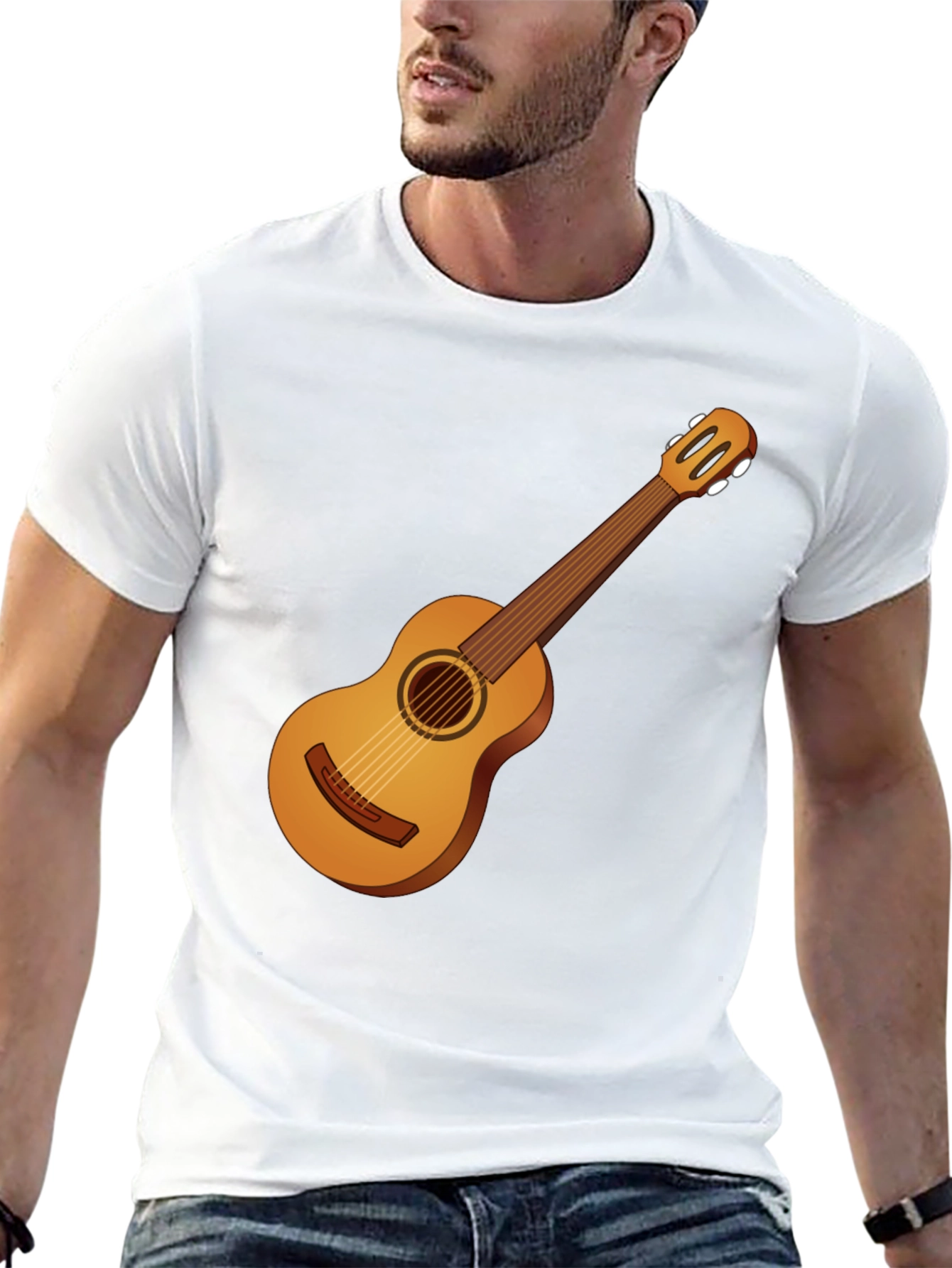 Guitar Graphic Tee - Black Cotton T-Shirt