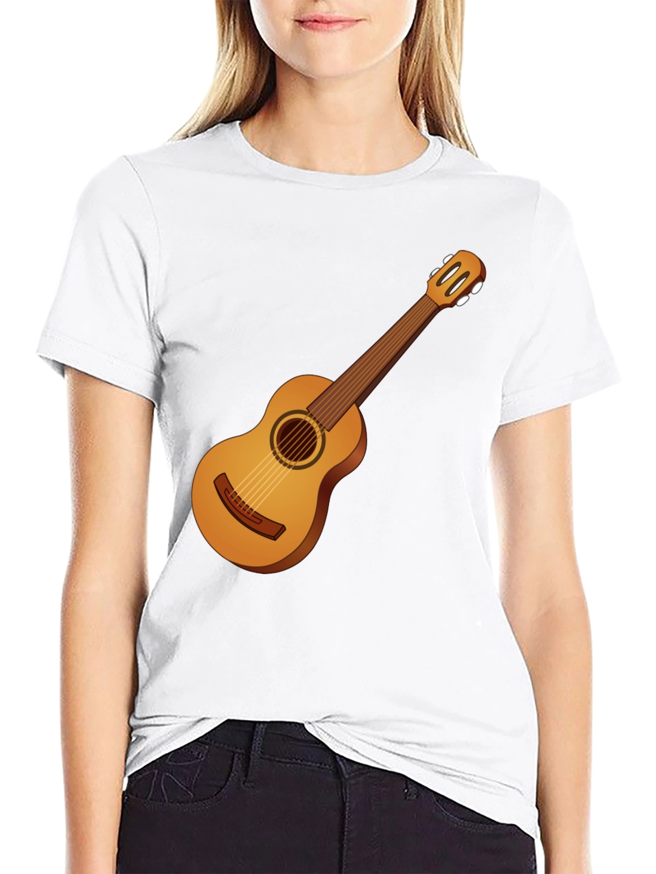 Guitar Graphic Tee - Black Cotton T-Shirt