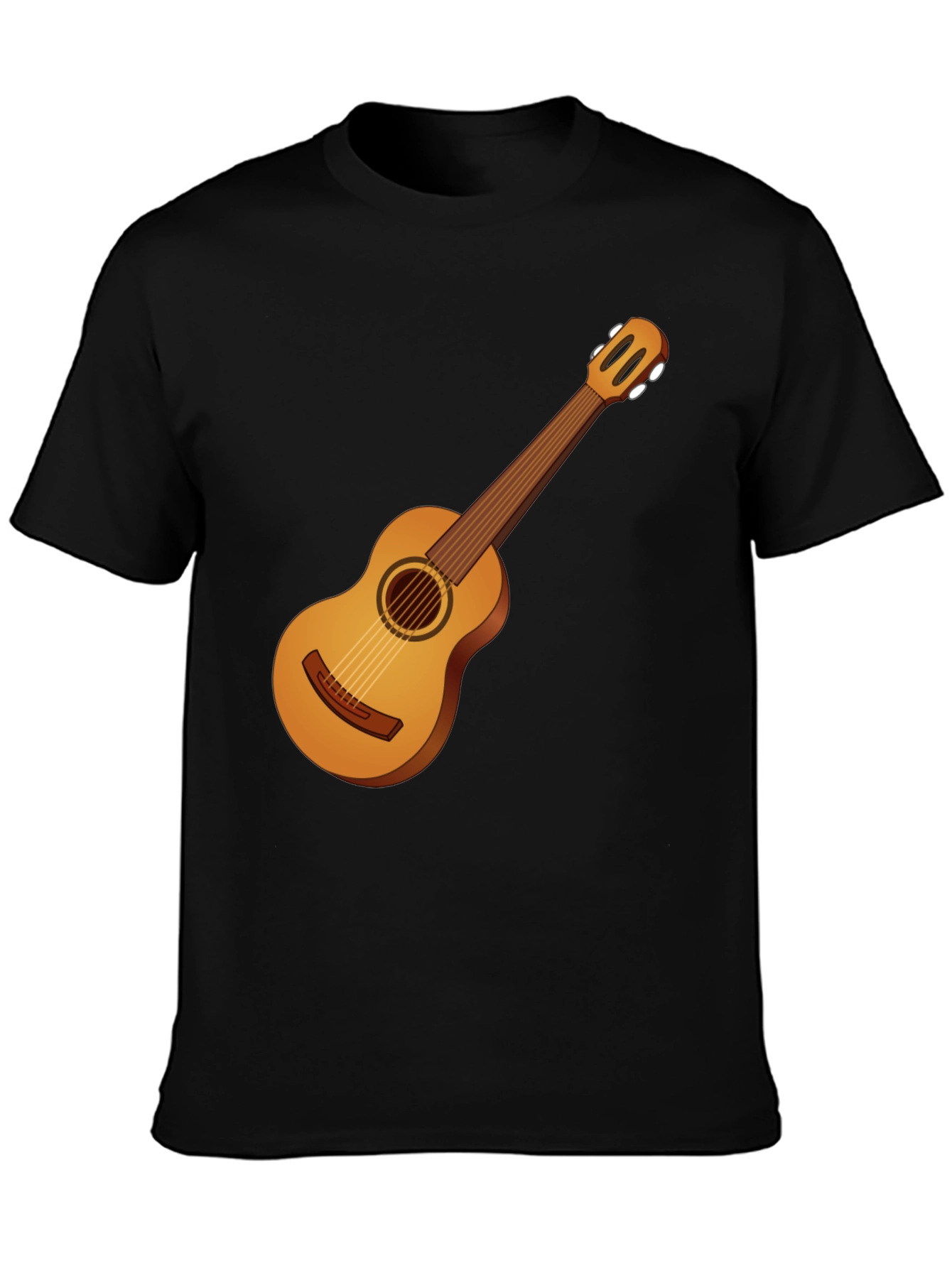 Guitar Graphic Tee - Black Cotton T-Shirt