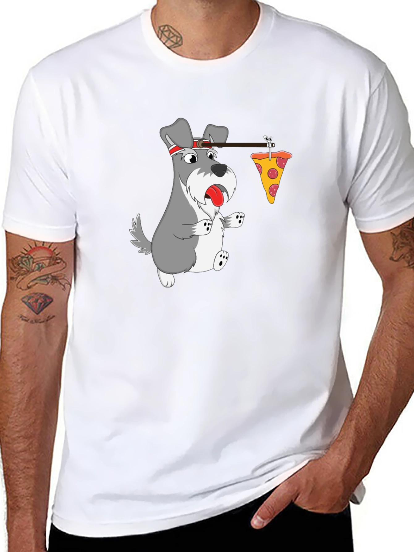 Funny Dog Pizza T-Shirt - Cartoon Graphic Tee
