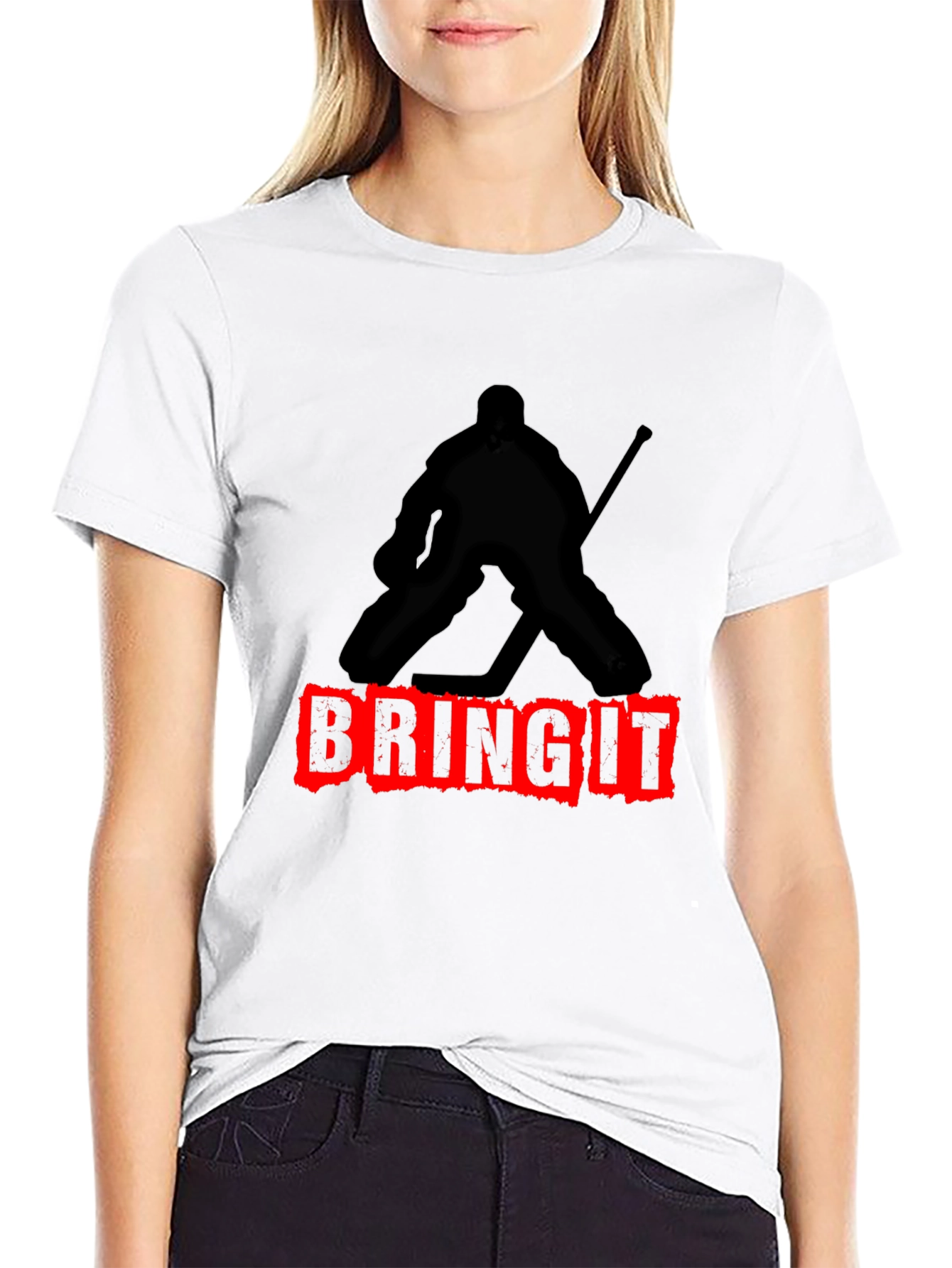 Bring It Hockey Player Graphic T-Shirt