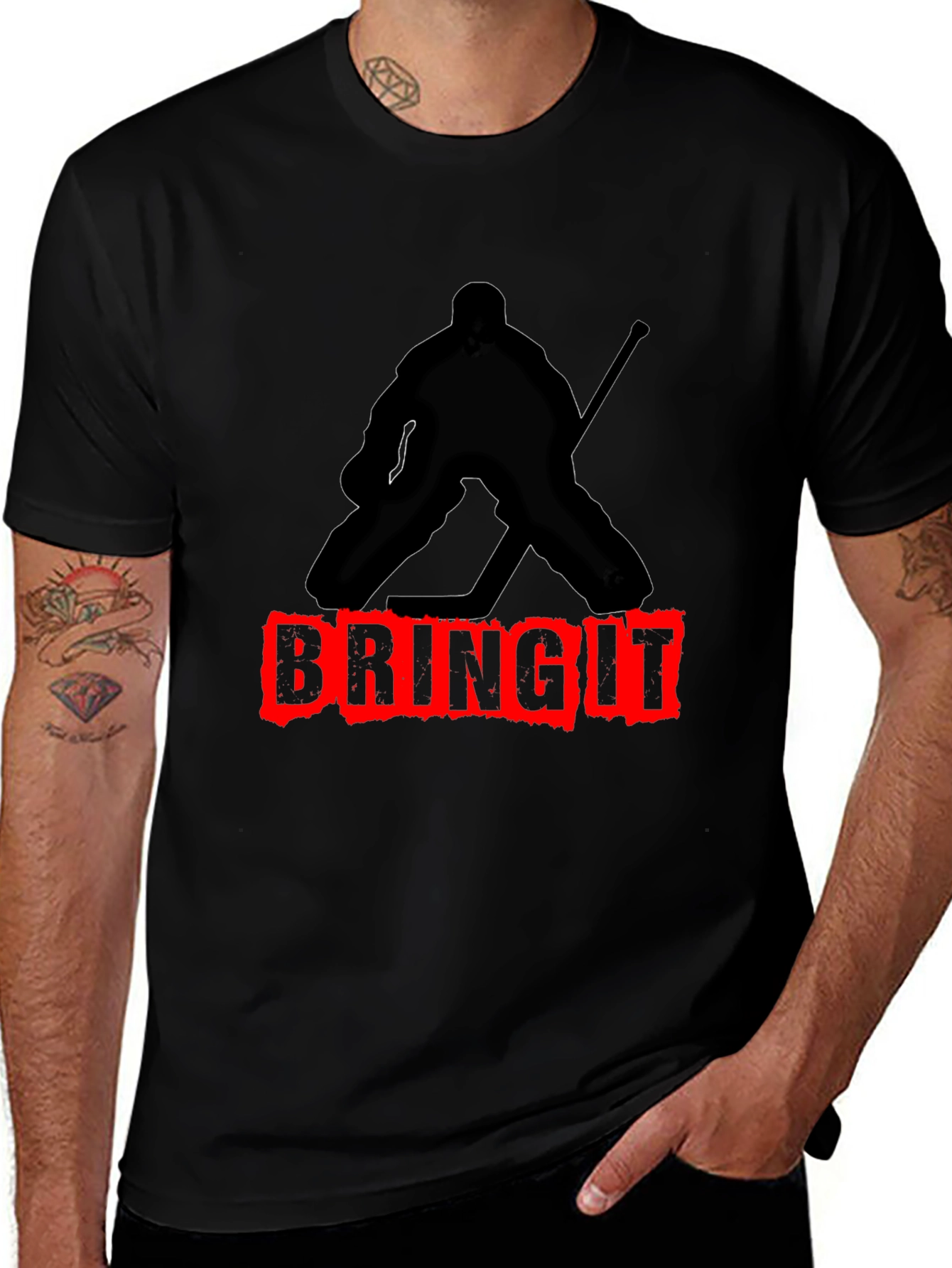 Bring It Hockey Player Graphic T-Shirt