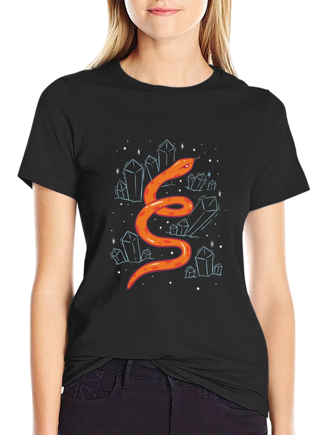 Snake & Crystals Graphic Tee - Stylish Casual Wear
