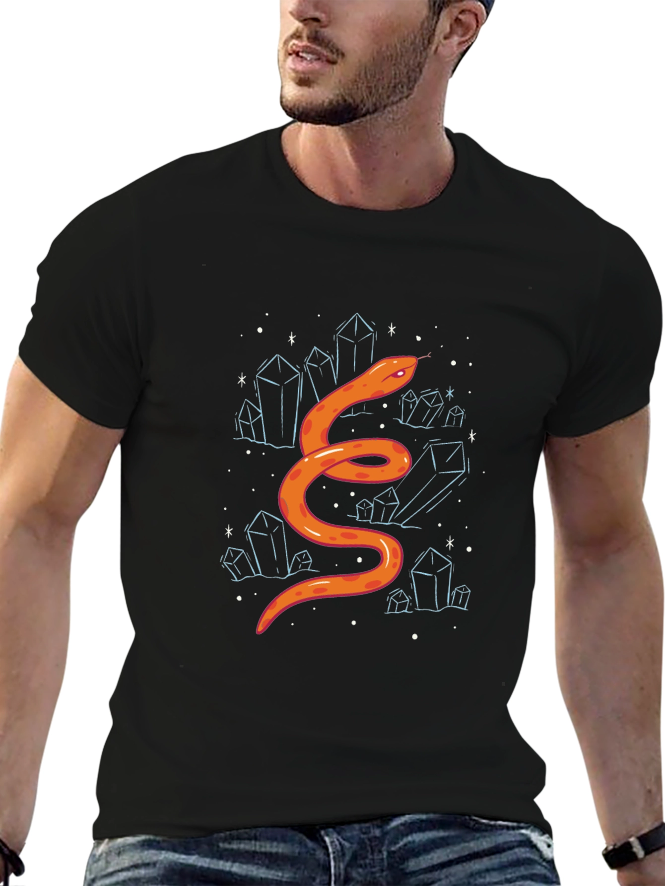 Snake & Crystals Graphic Tee - Stylish Casual Wear