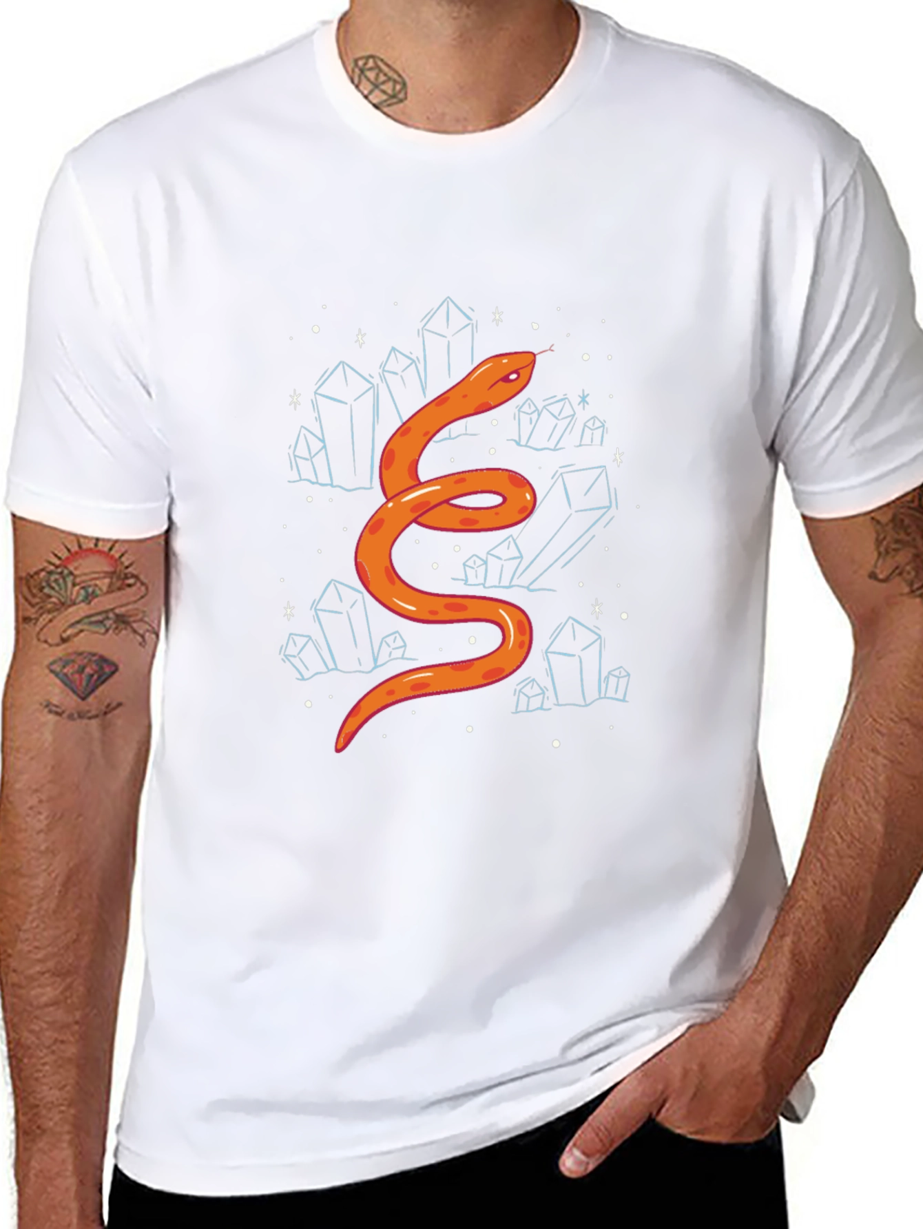 Snake & Crystals Graphic Tee - Stylish Casual Wear