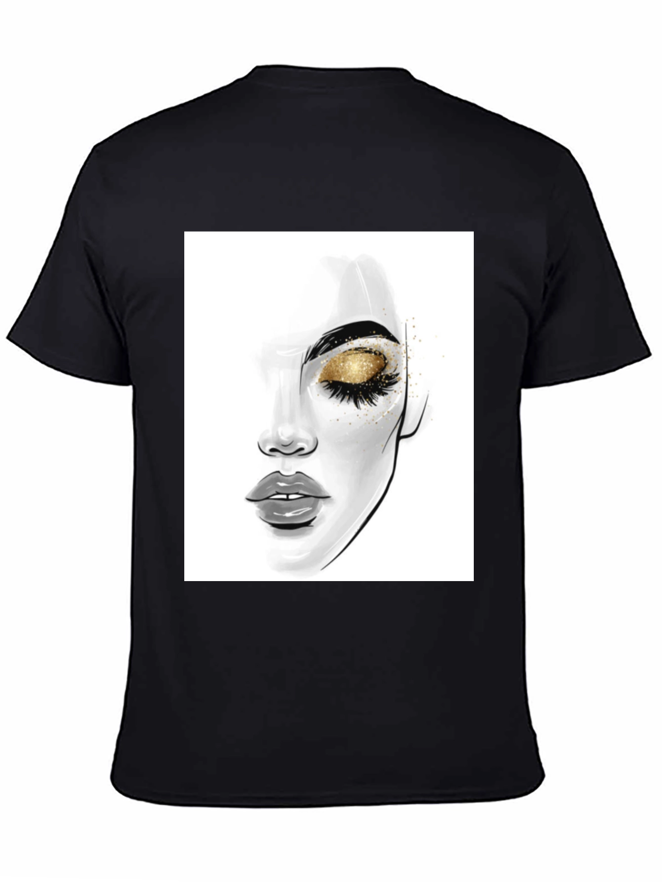 Glamorous Eye Makeup Graphic Tee - Black Cotton