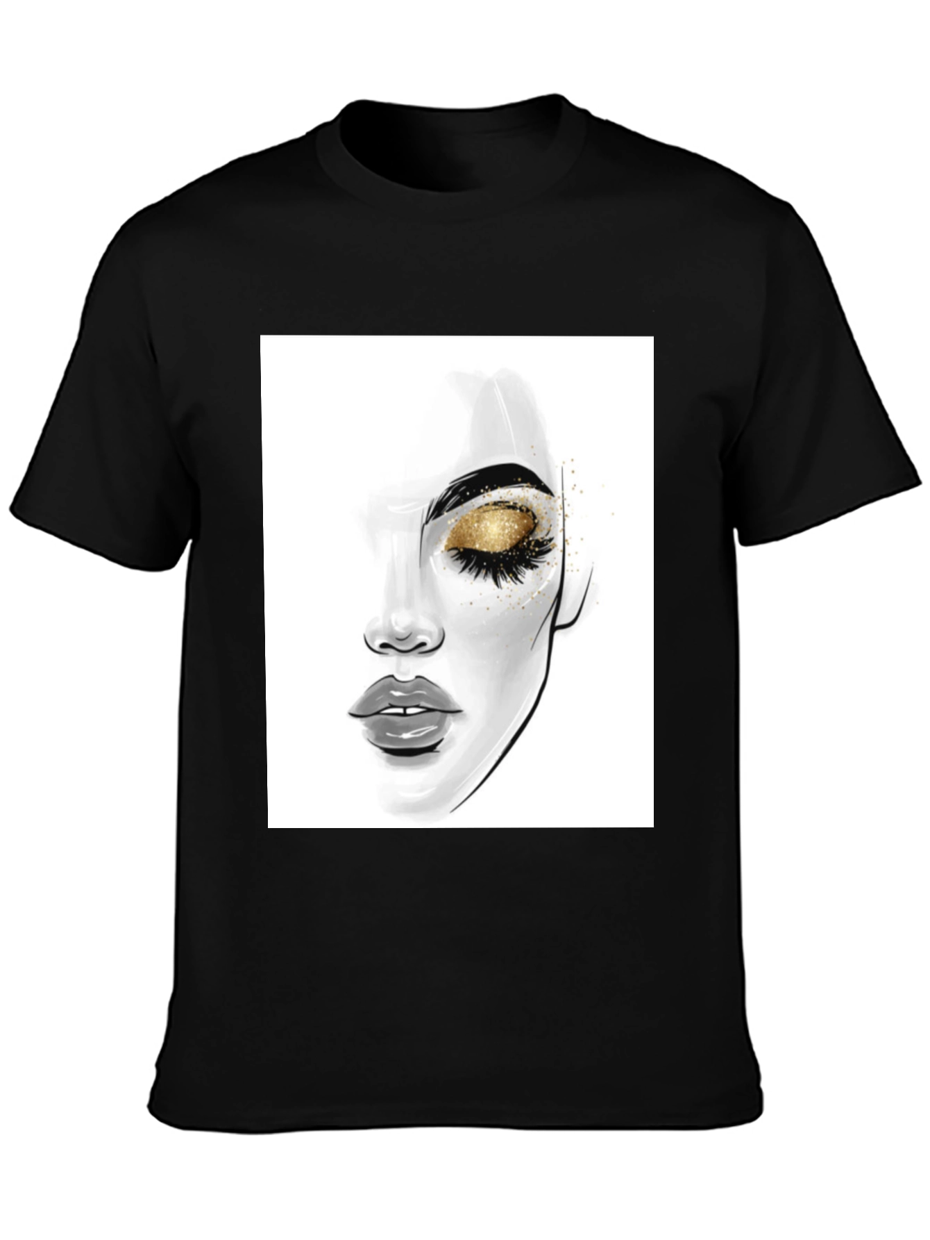 Glamorous Eye Makeup Graphic Tee - Black Cotton