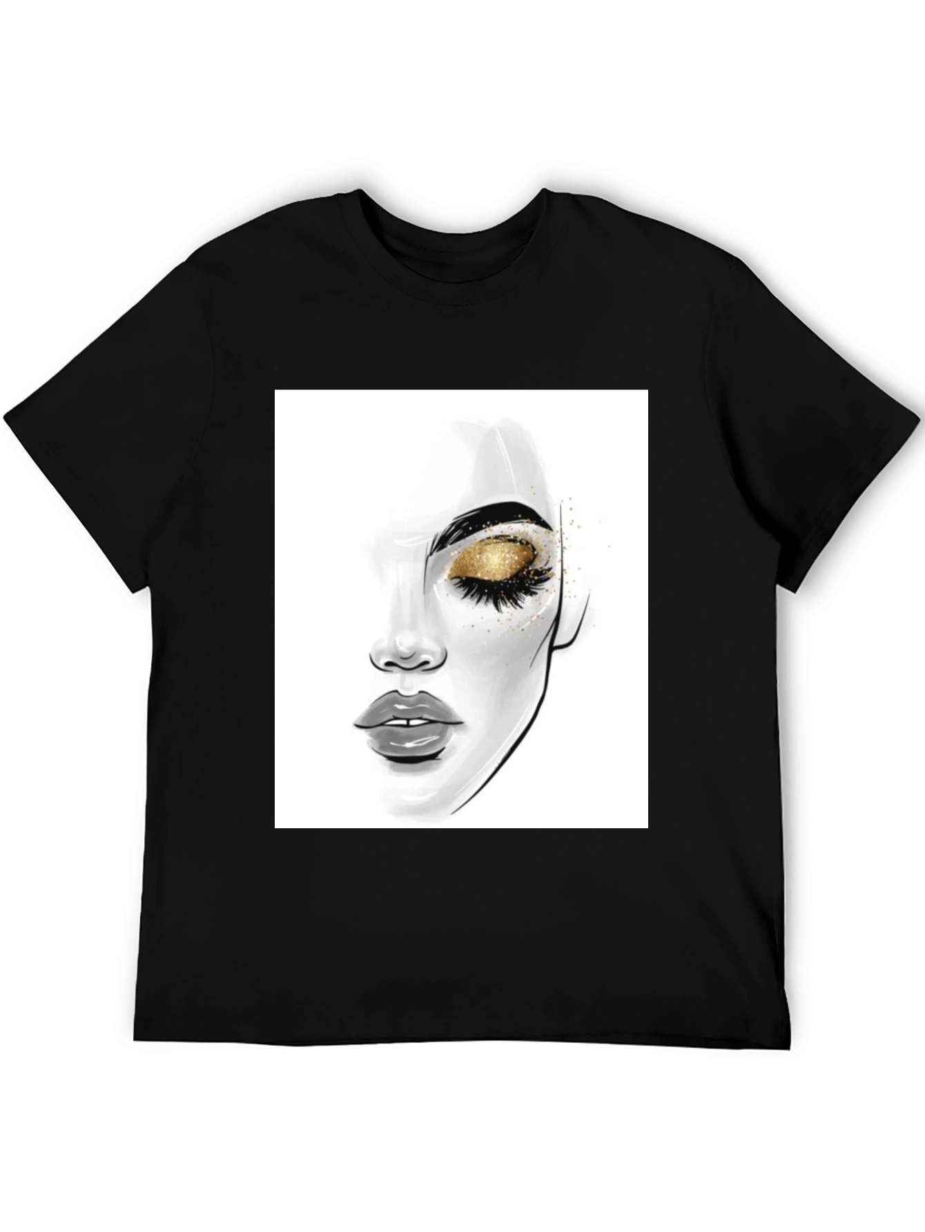 Glamorous Eye Makeup Graphic Tee - Black Cotton