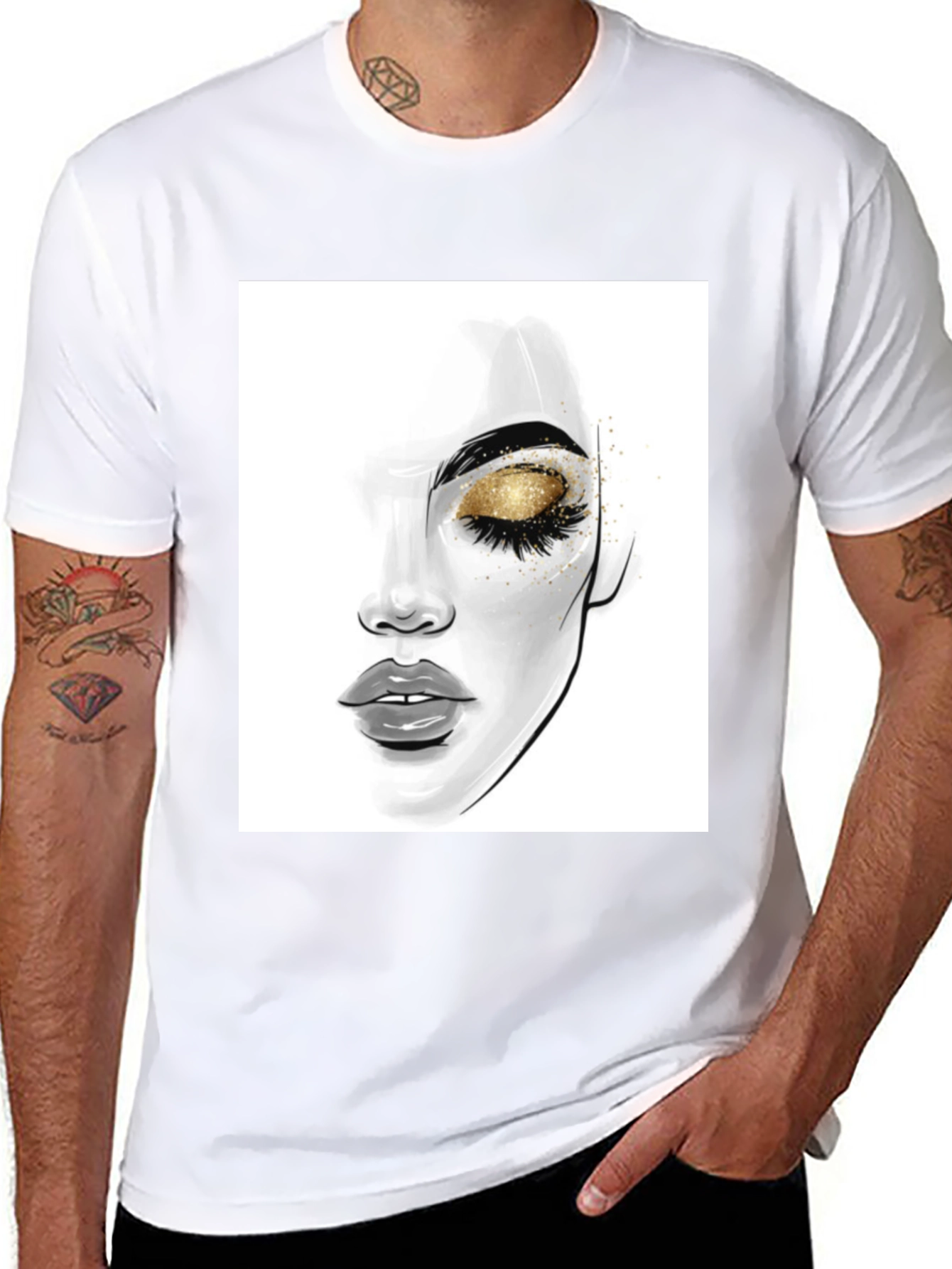 Glamorous Eye Makeup Graphic Tee - Black Cotton
