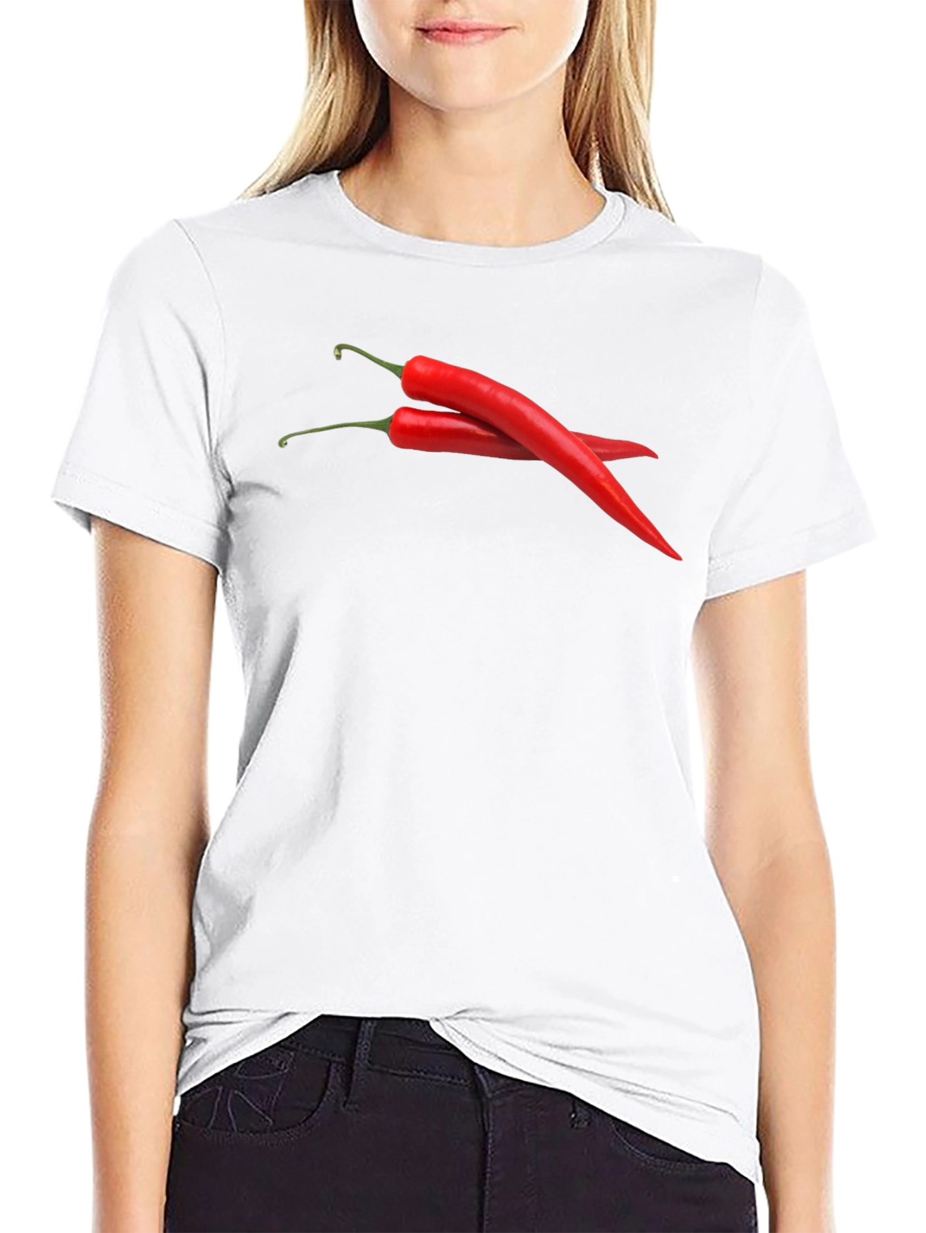 Spicy Red Chili Pepper Graphic Black T-Shirt