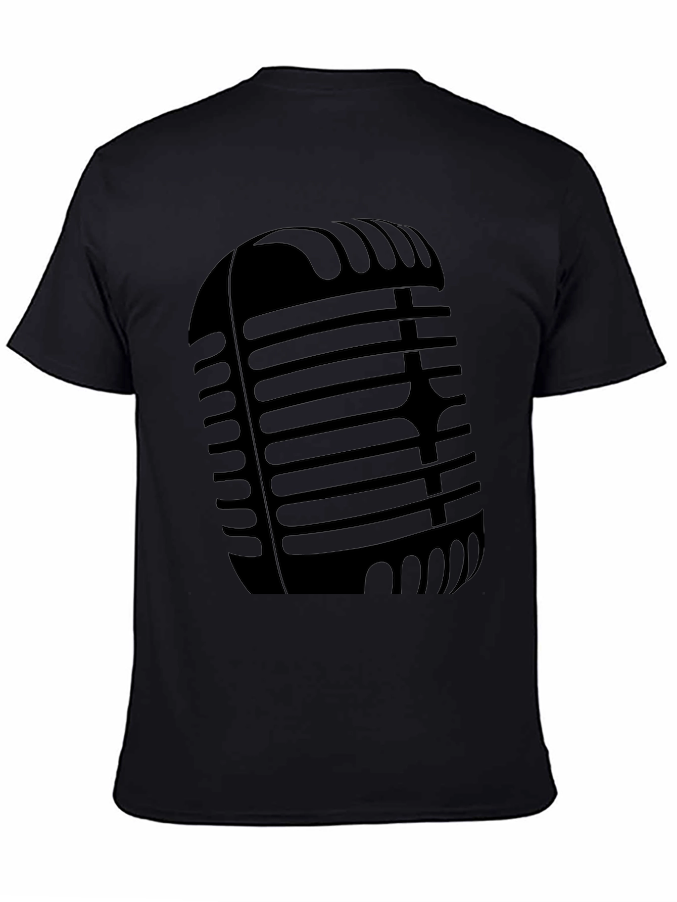 Retro Microphone Graphic Tee - Classic Black T-Shirt
