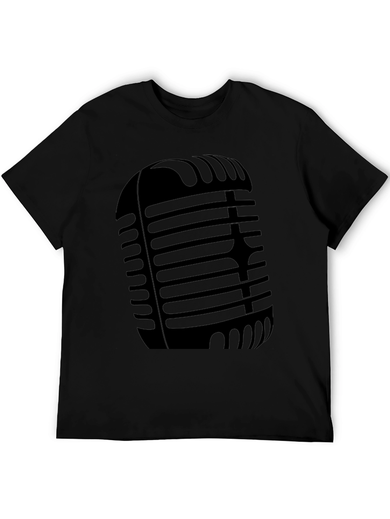 Retro Microphone Graphic Tee - Classic Black T-Shirt