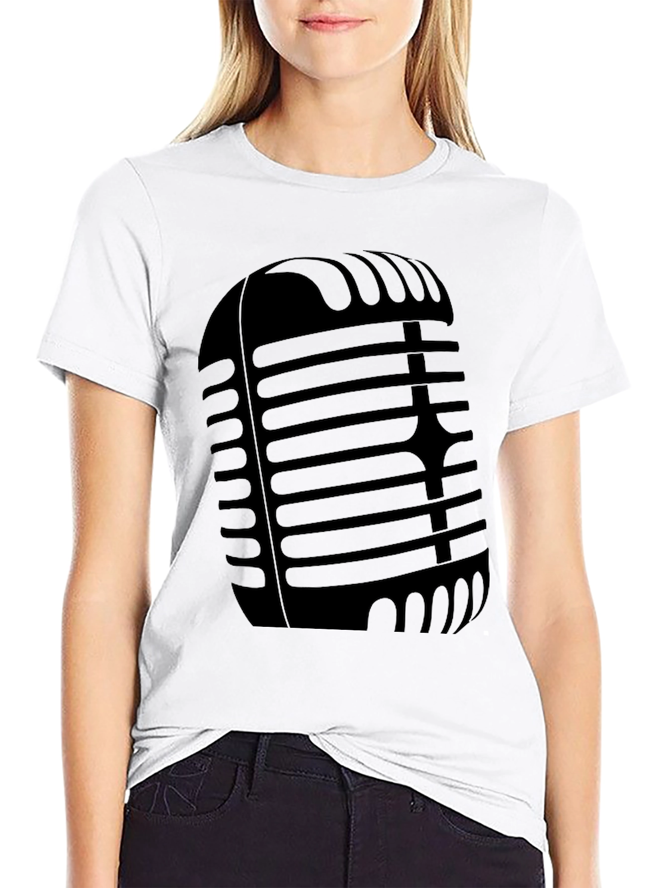 Retro Microphone Graphic Tee - Classic Black T-Shirt