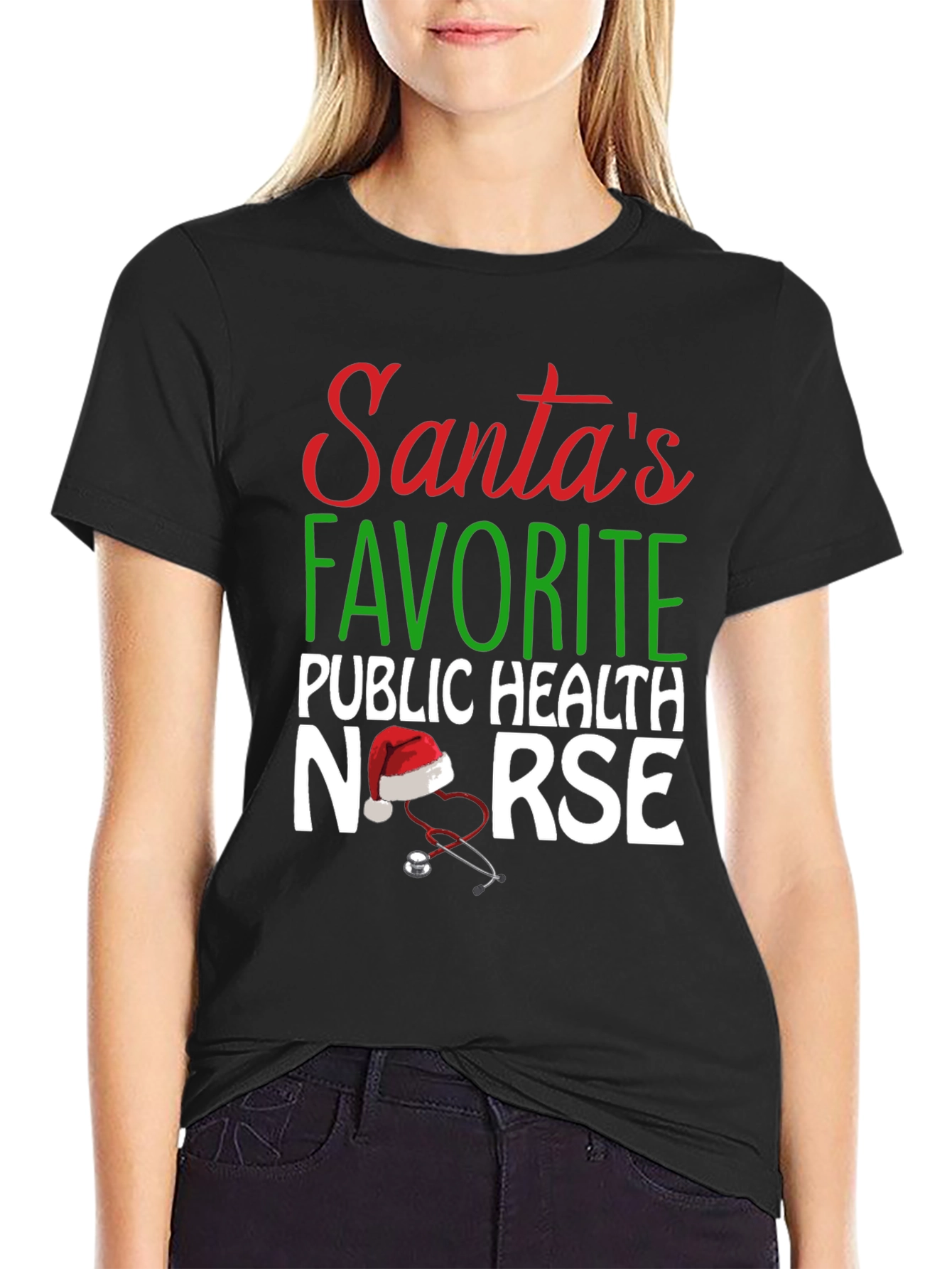 Santas Favorite Public Health Nurse Christmas T-Shirt