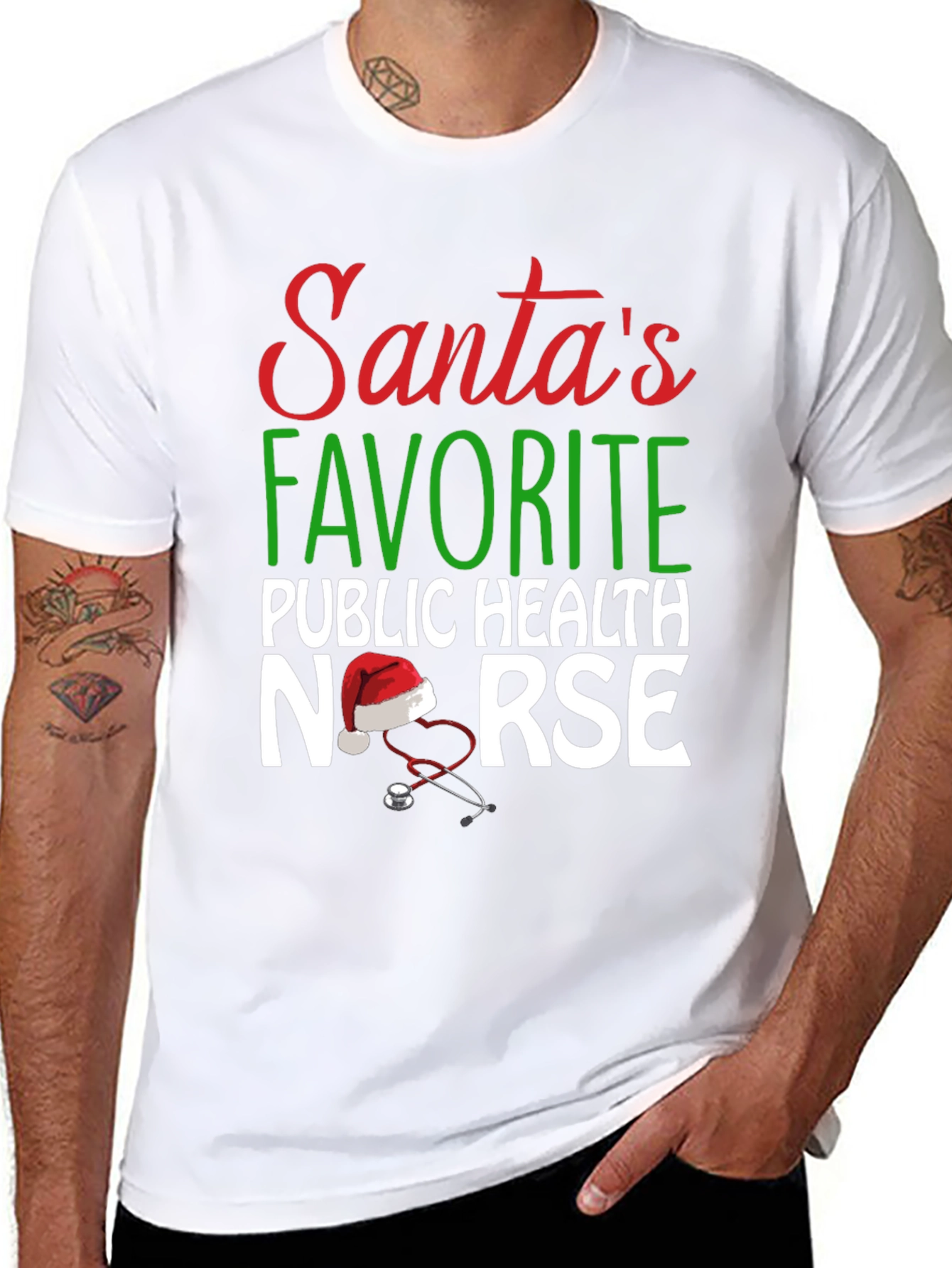 Santas Favorite Public Health Nurse Christmas T-Shirt