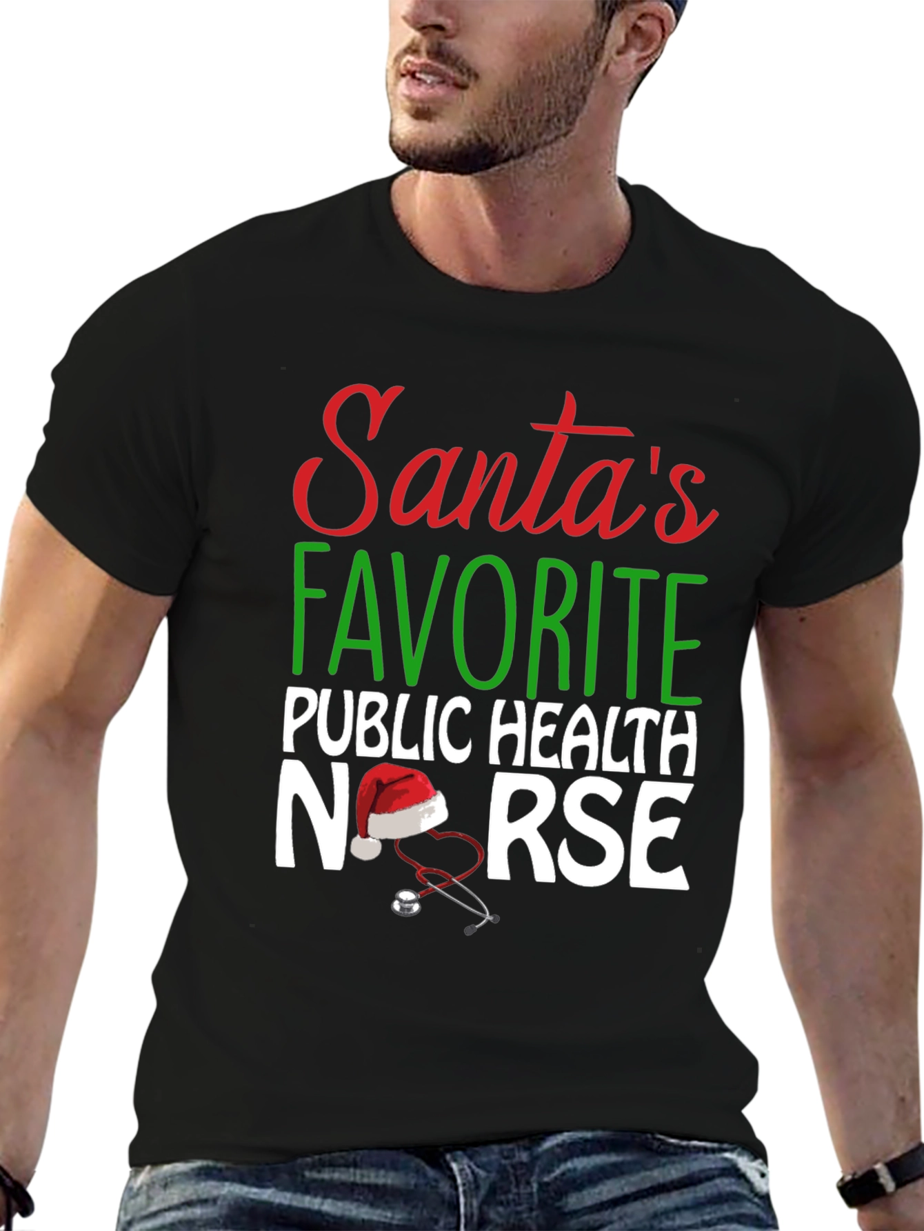 Santas Favorite Public Health Nurse Christmas T-Shirt