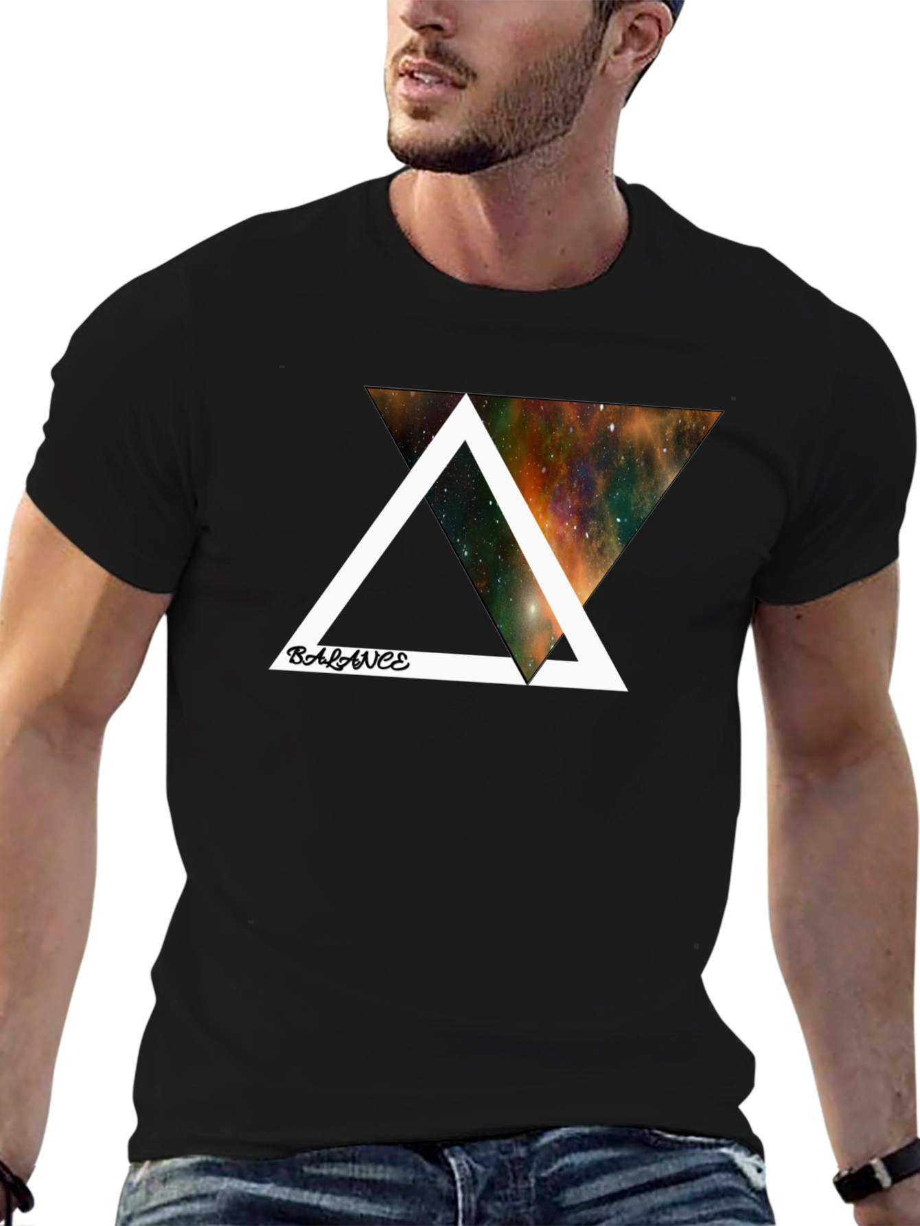 Balance Galaxy Graphic Black T-Shirt