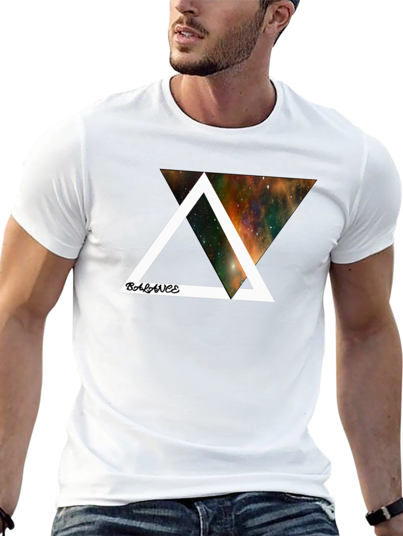 Balance Galaxy Graphic Black T-Shirt